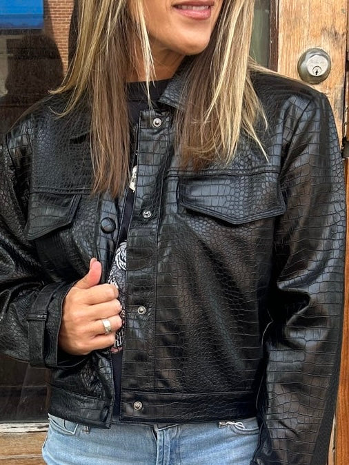 Alex Faux Crocodile Shrunken Jacket