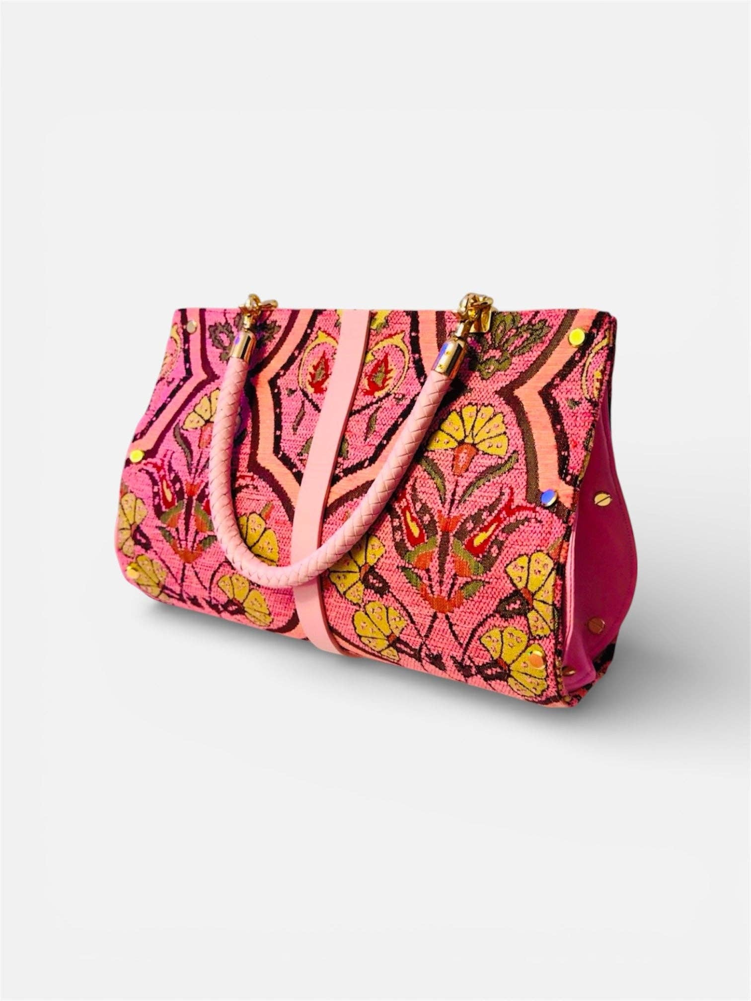 Pink Carnation Chenille Clutch
