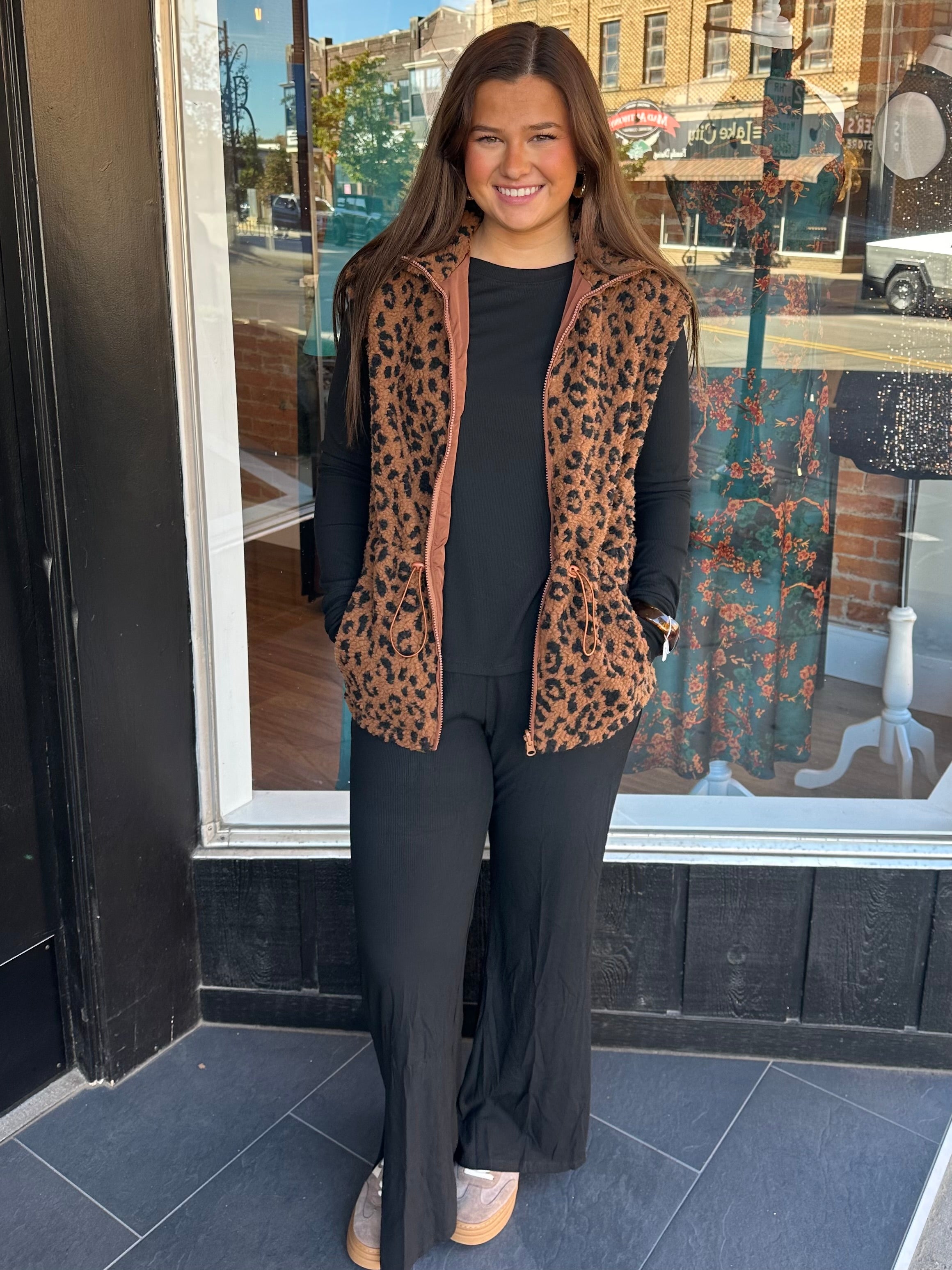 Leopard Sherpa Reversible Vest