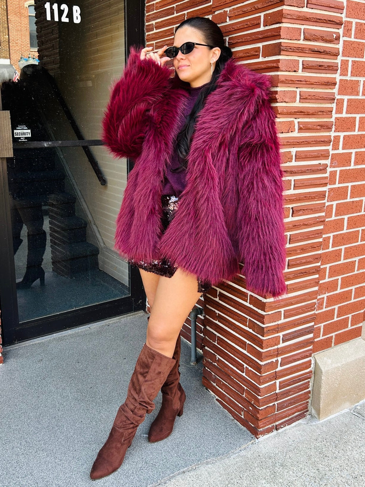 Salt Lake Fur Coat Merlot Knit