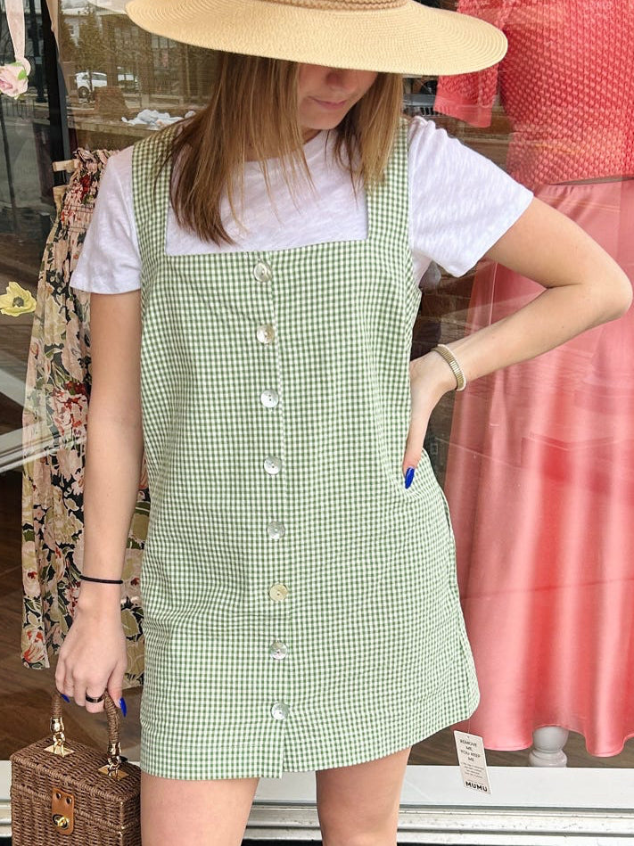 Everly Mini Dress Field Green Gingham