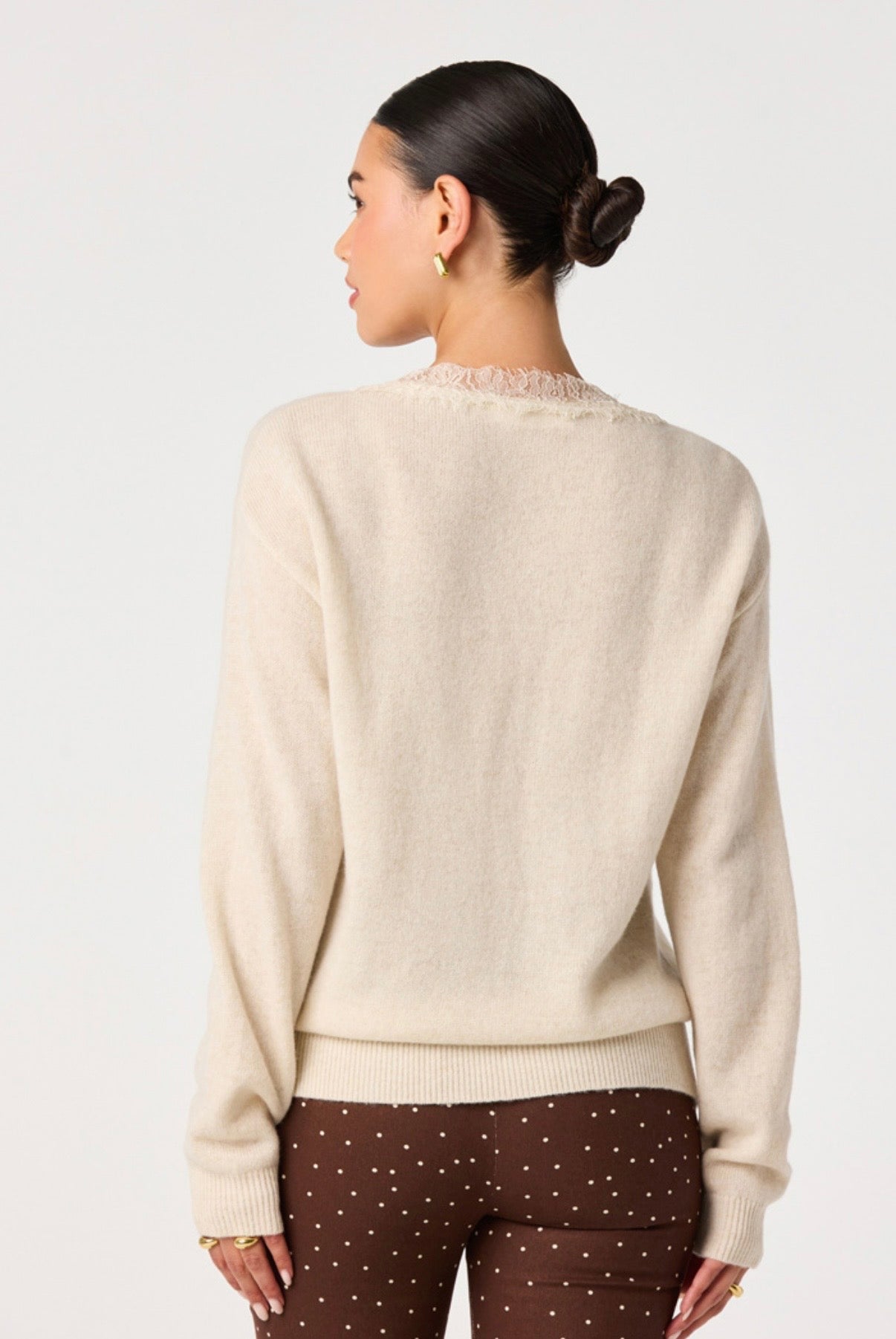 Jadyn Lace-Trim V-Neck Sweater
