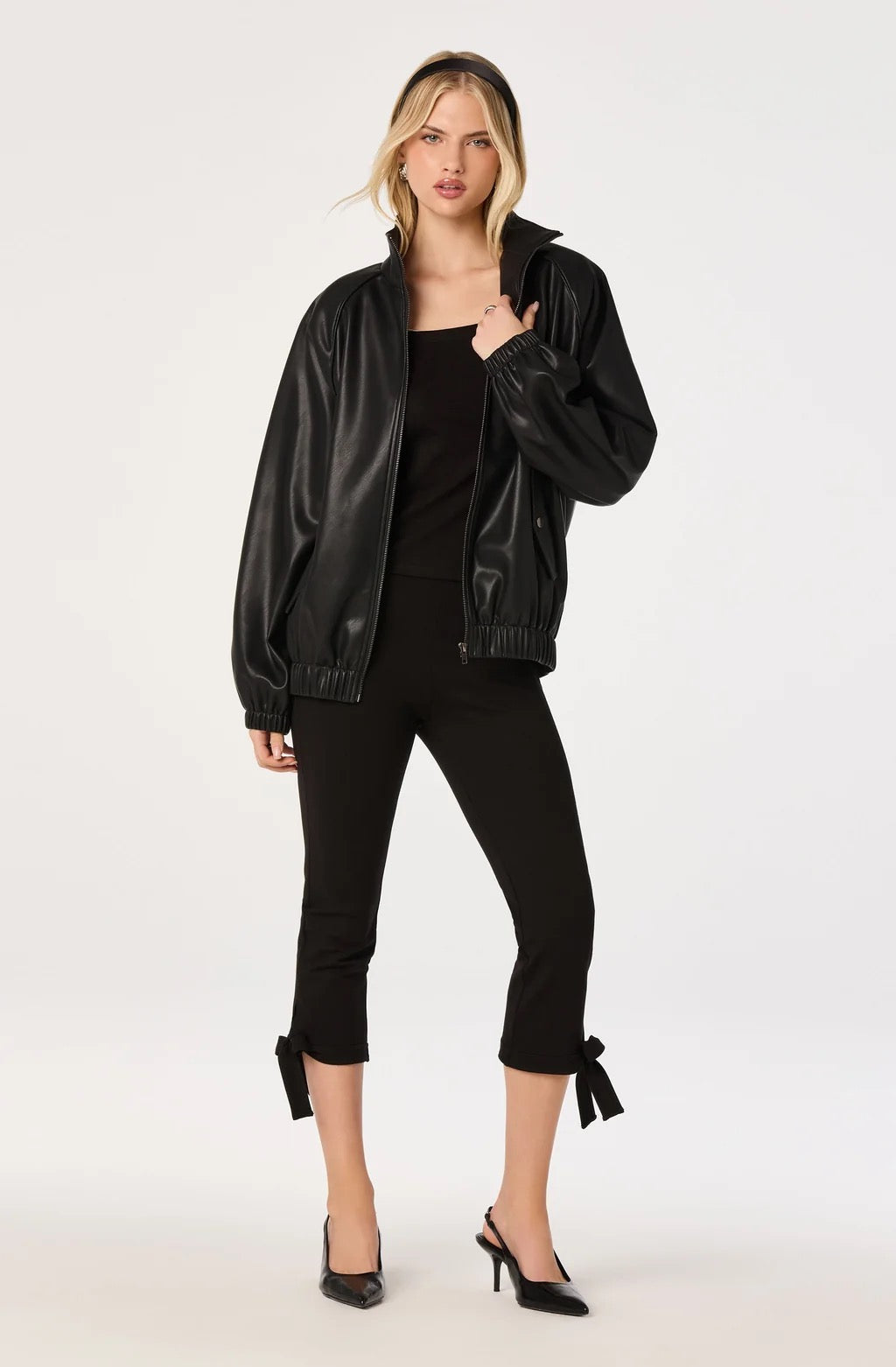 Shayna Faux Leather Bomber Jacket