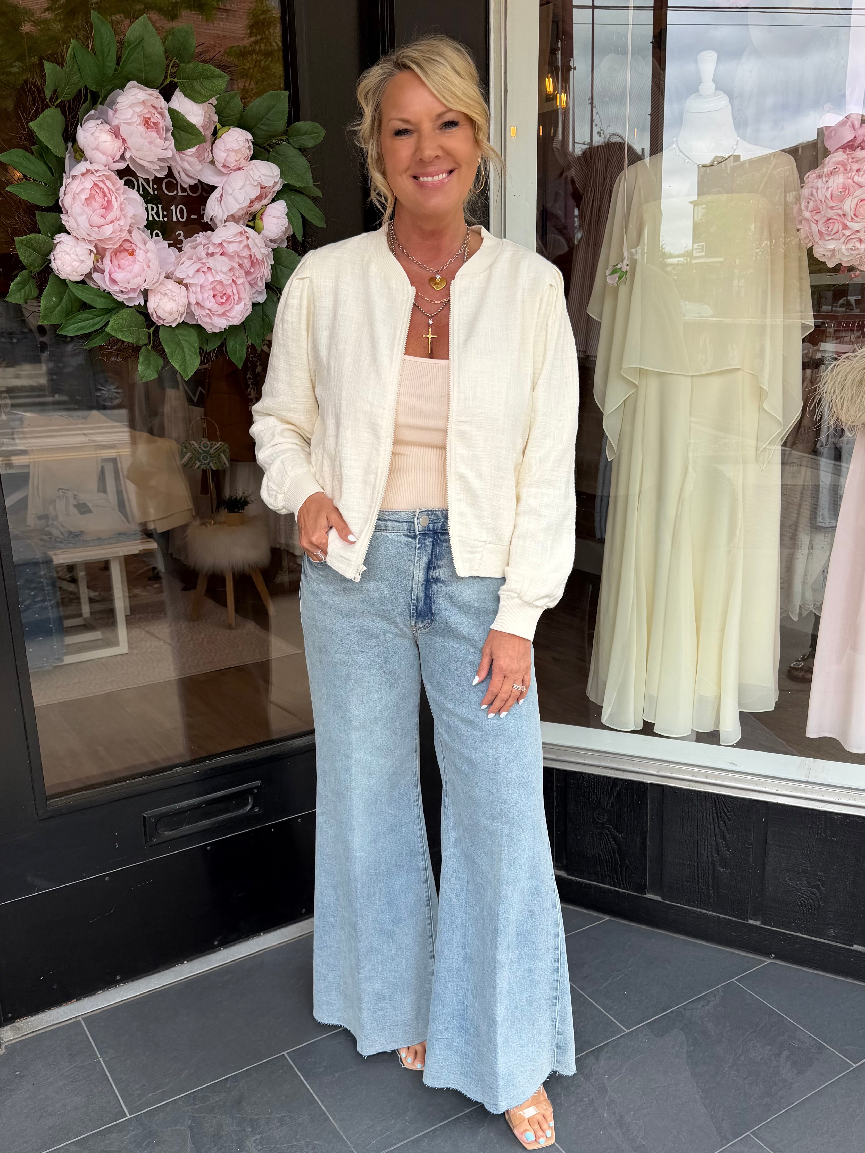 Pia Puff Sleeve Bomber Jacket