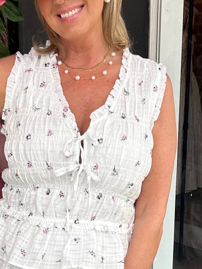 Dainty Roses Tie Top