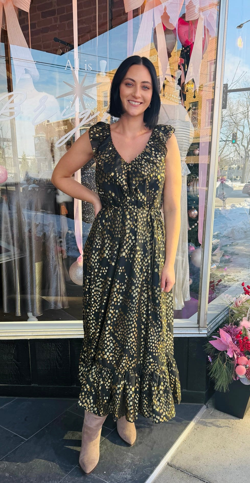 Lacey ruffle maxi dress