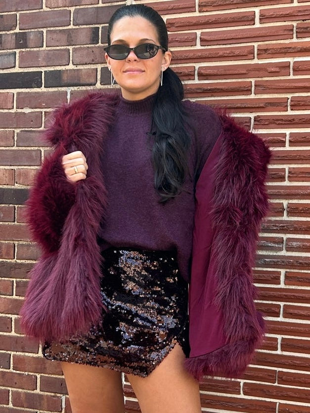 Salt Lake Fur Coat Merlot Knit
