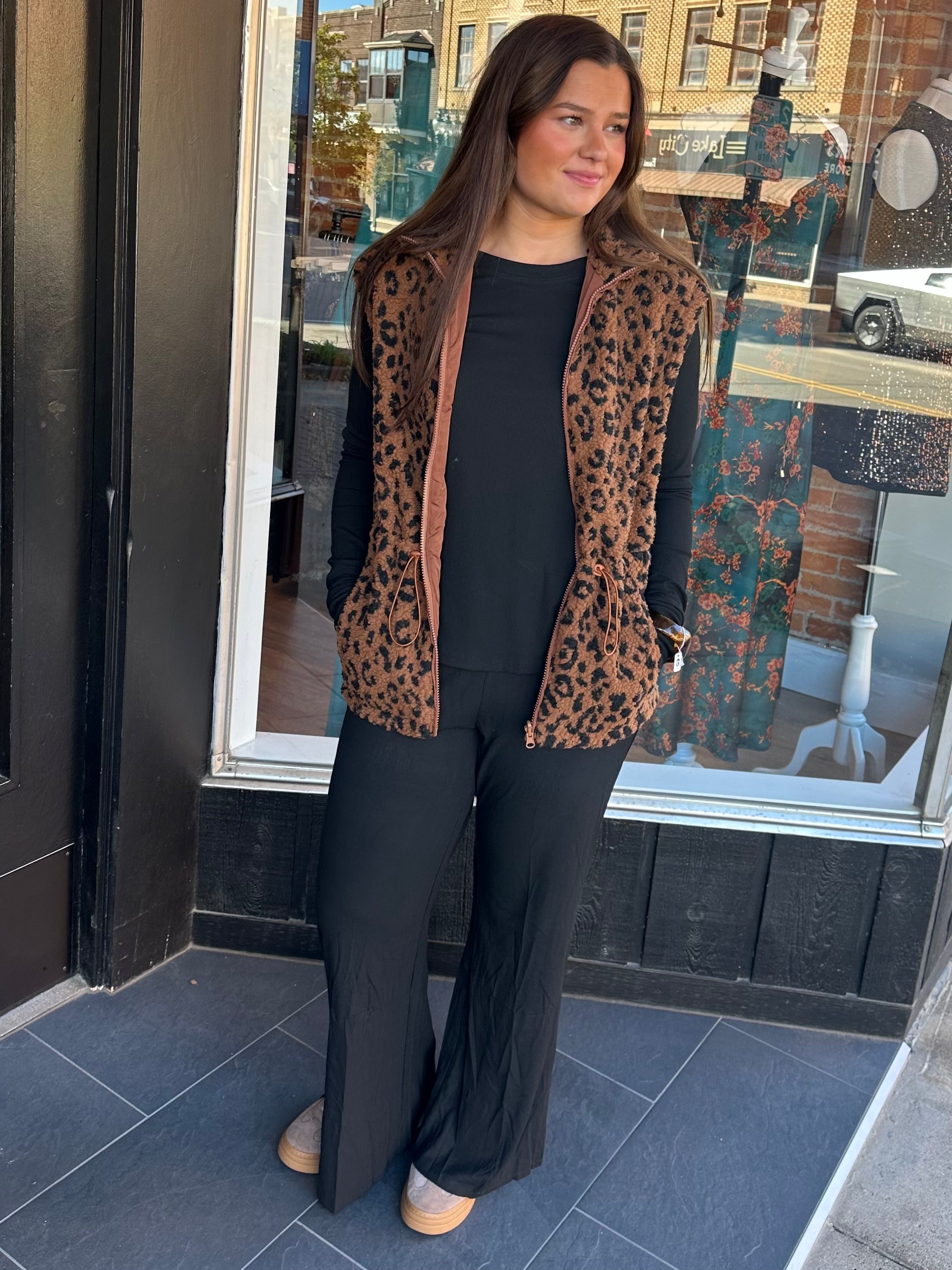 Leopard Sherpa Reversible Vest