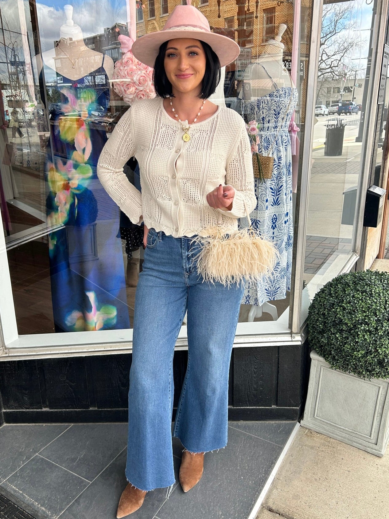 Pointelle Knit Cardigan