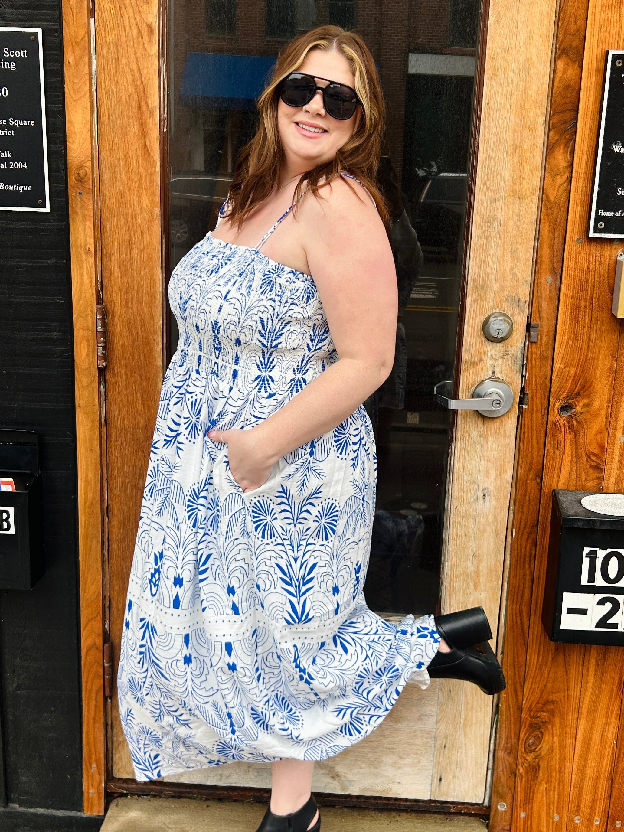 Nadine Palm Maxi Dress Nautical