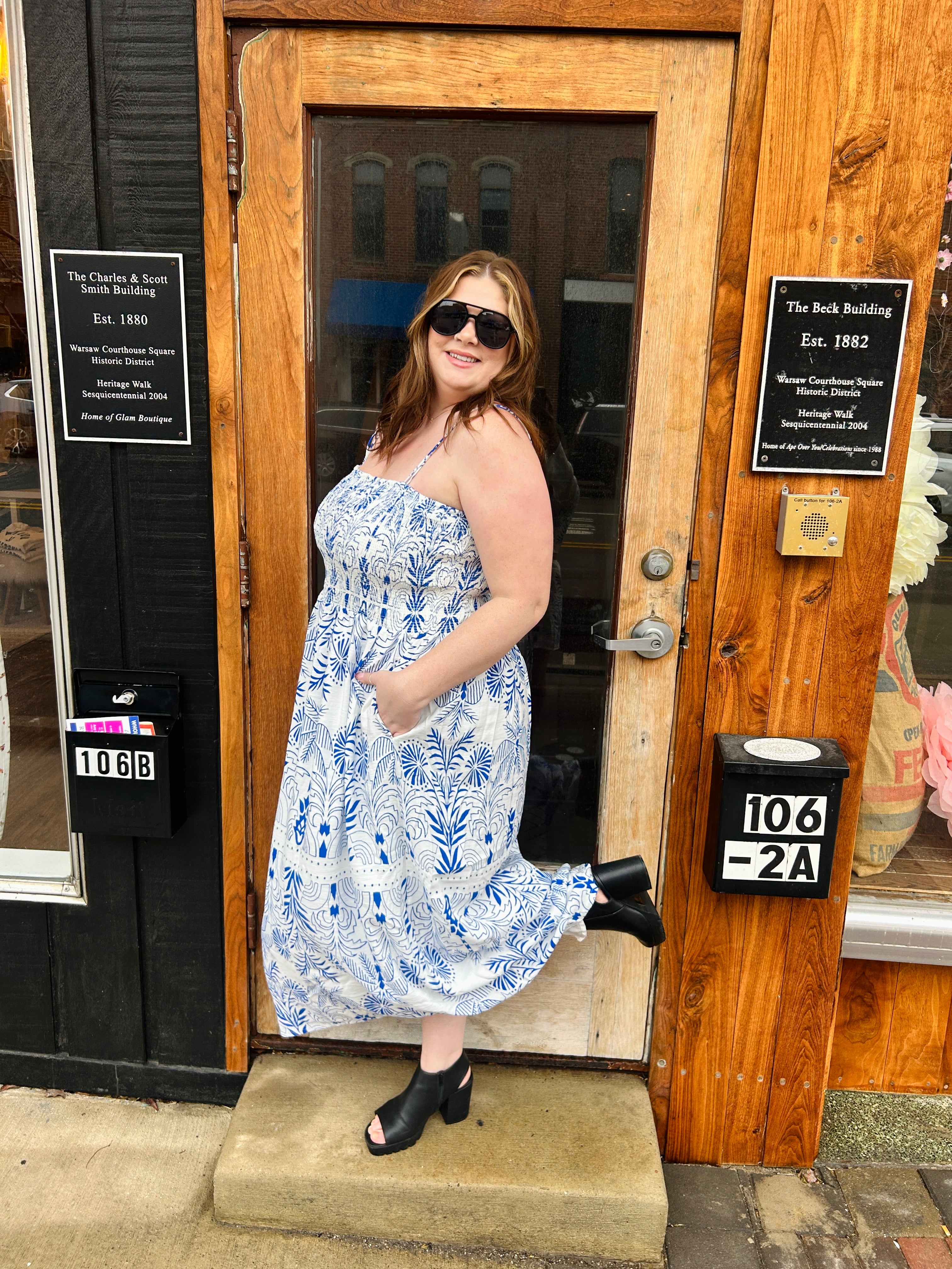 Nadine Palm Maxi Dress Nautical