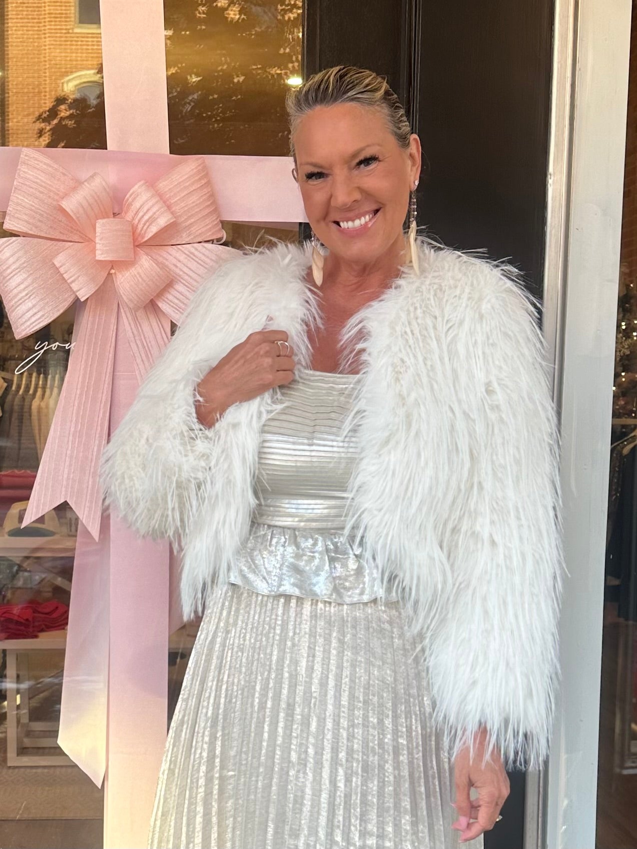 Cyndi Faux Fur Jacket Warm White