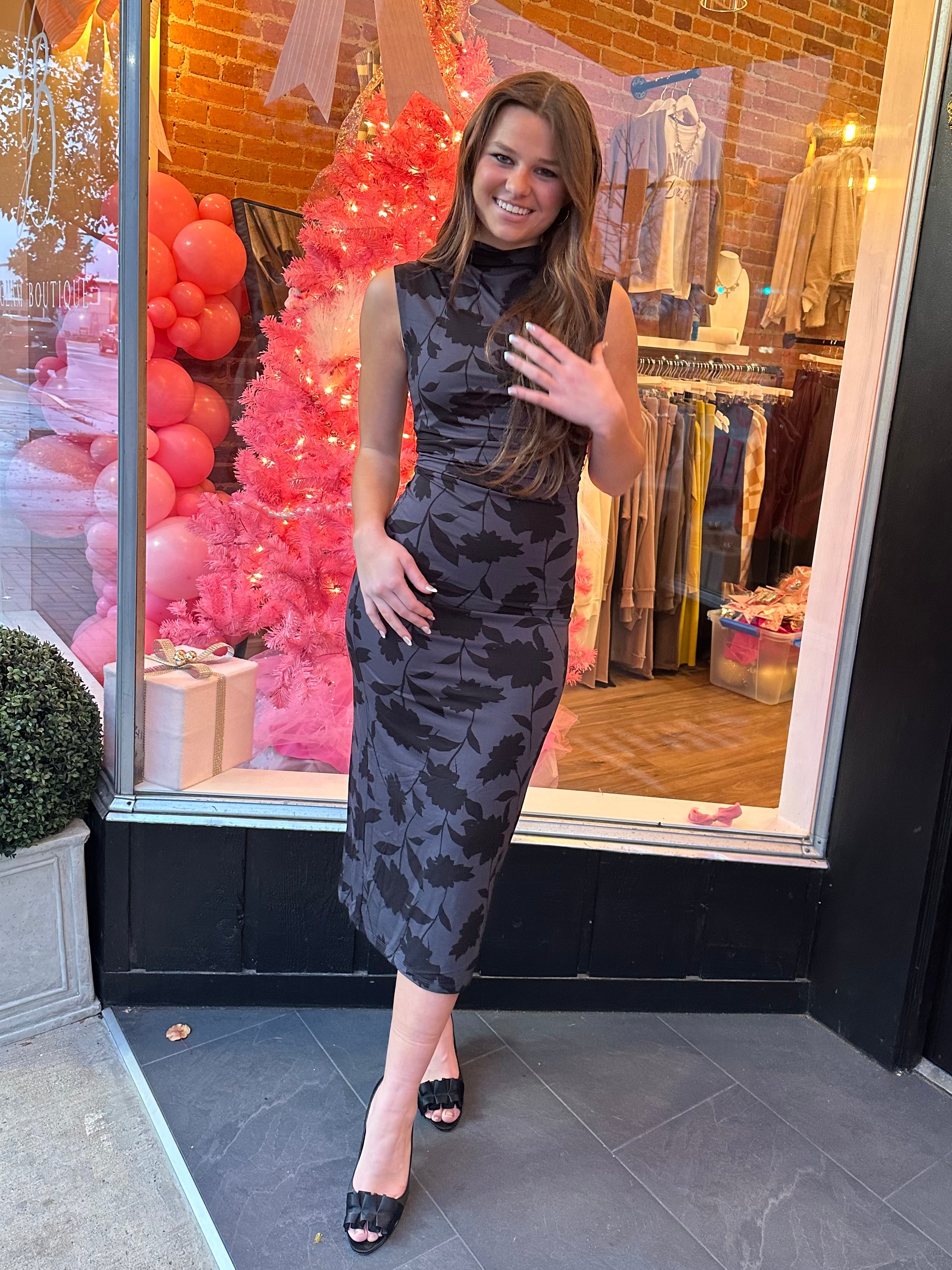 Tatum Shadow Floral Midi Dress