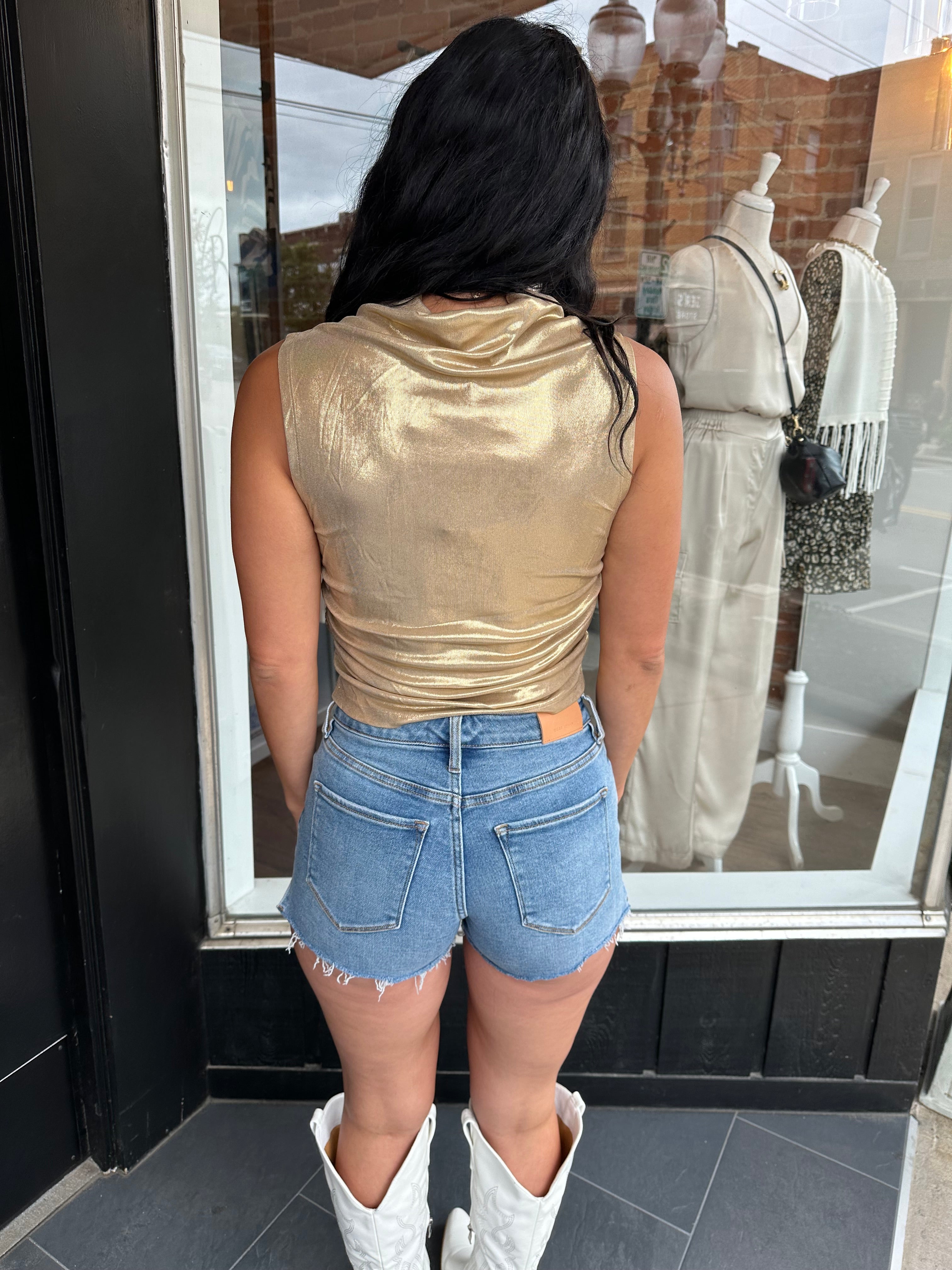 Parker Ruched Metallic Top