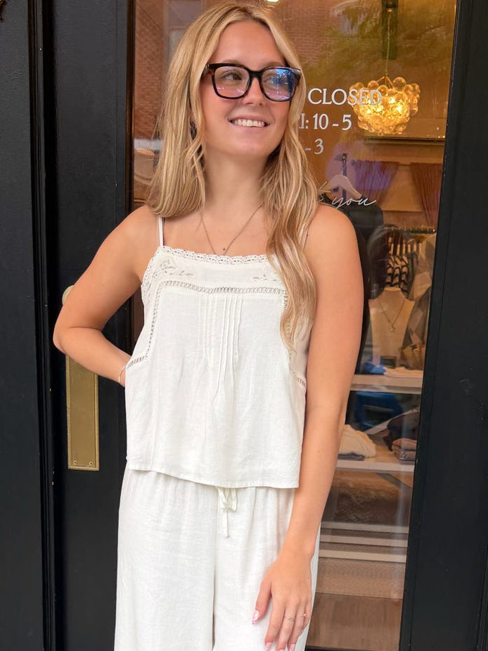 Lille Embroidered Woven Tank