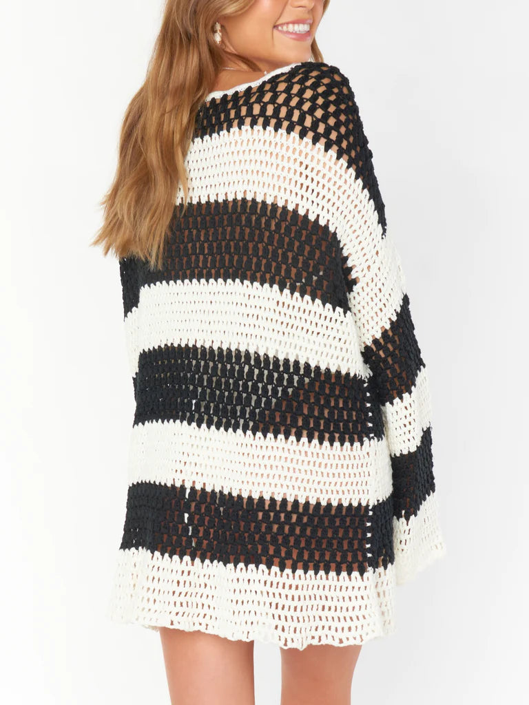 Black and White Knit Pullover