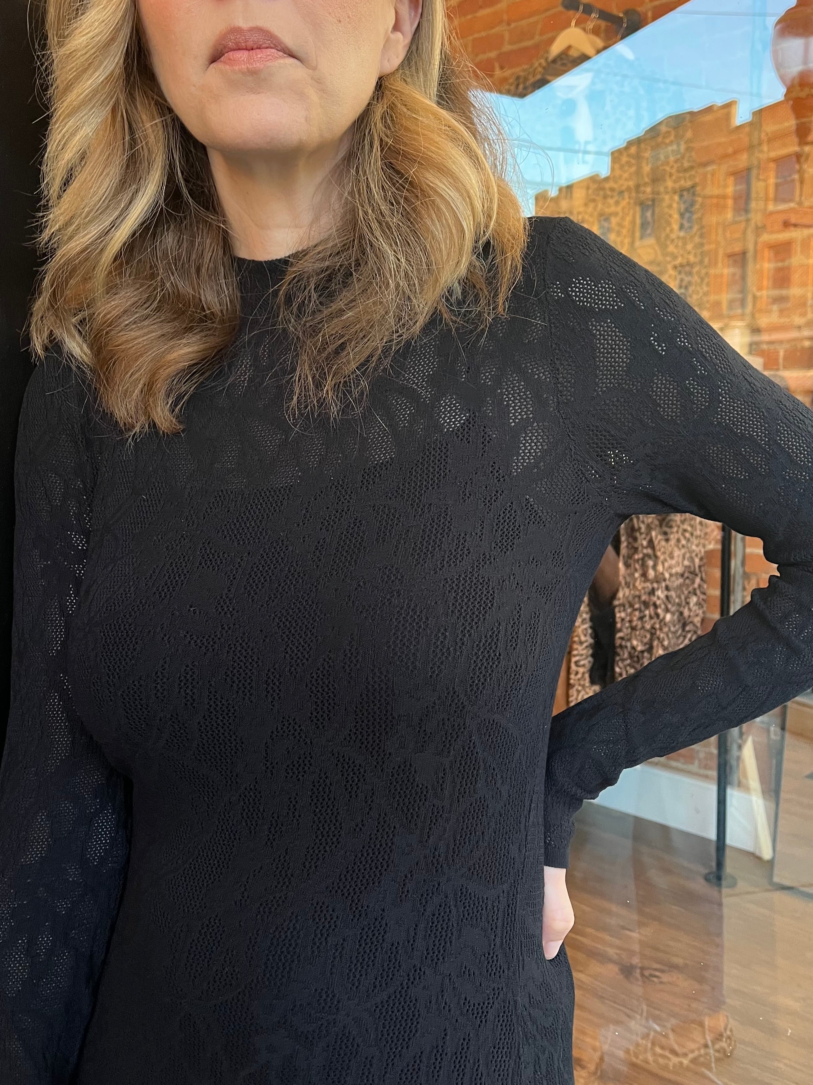 Aden Mesh Sweater Maxi Dress Black