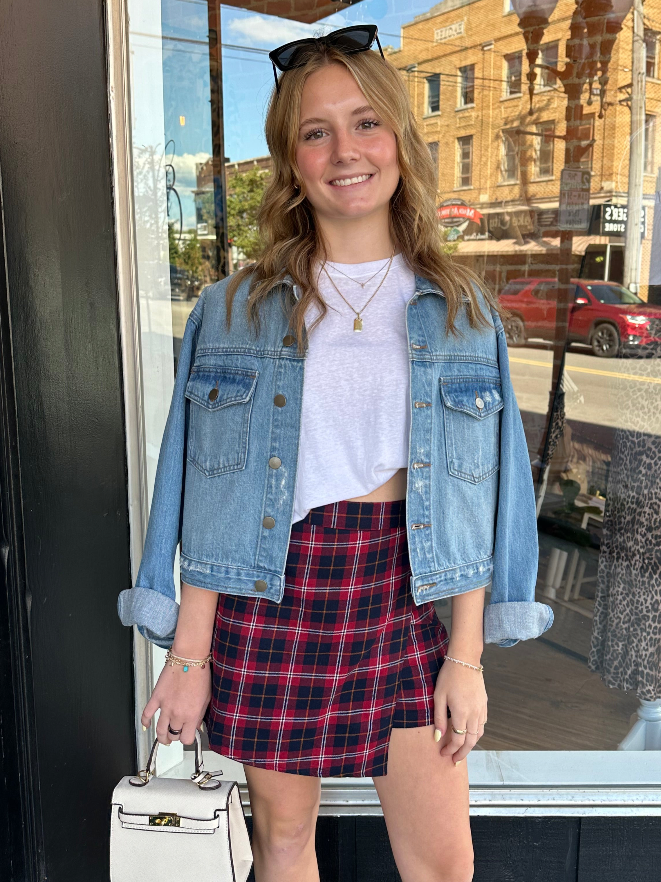 Plaid Asymmetrical Skort