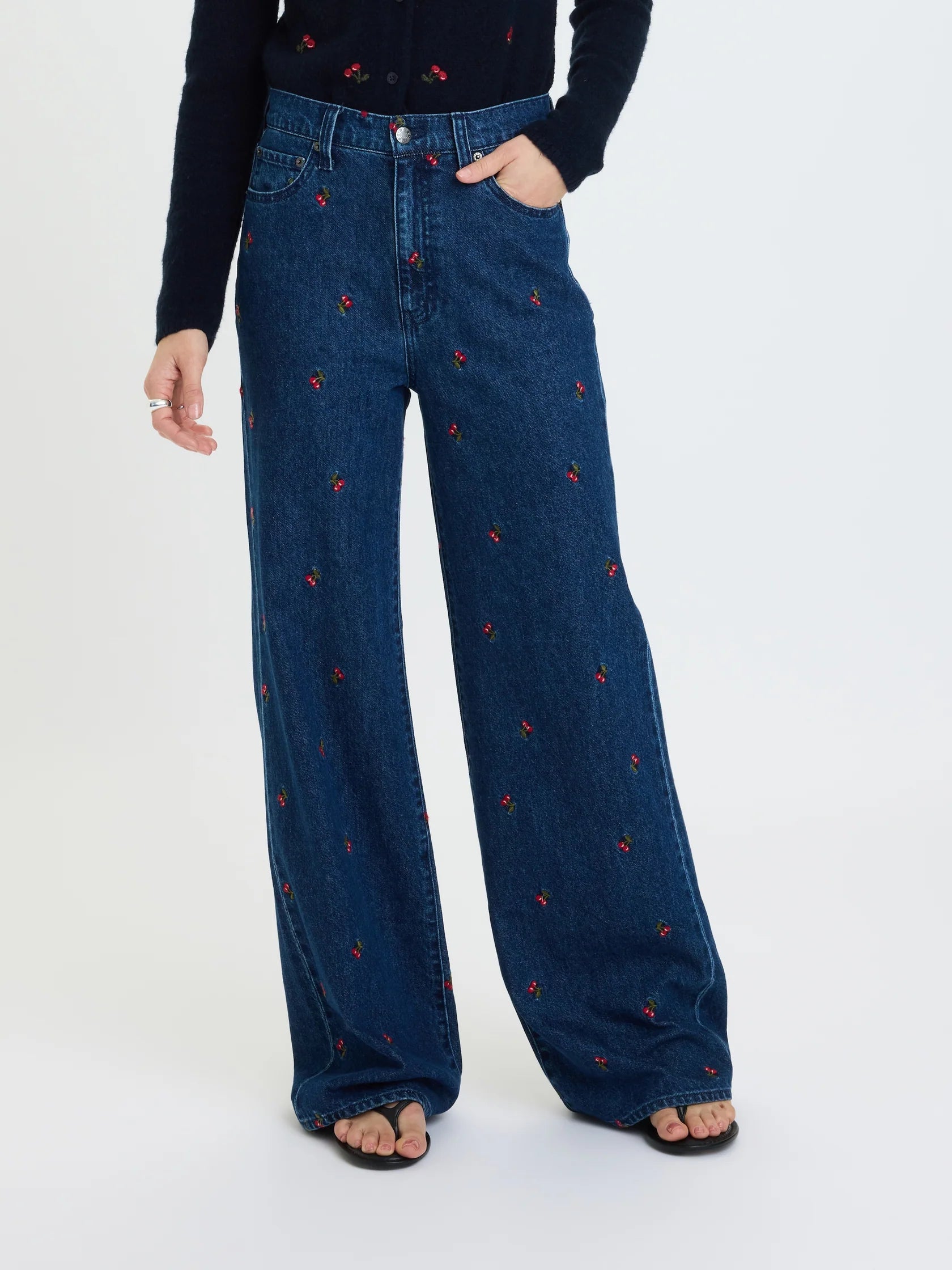 Far Out High Rise Wide Leg Jean- Cherry