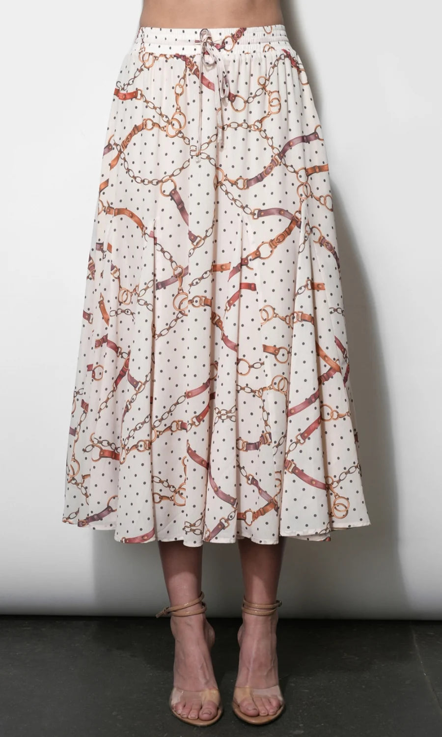 Megan Godet Printed Midi Skirt