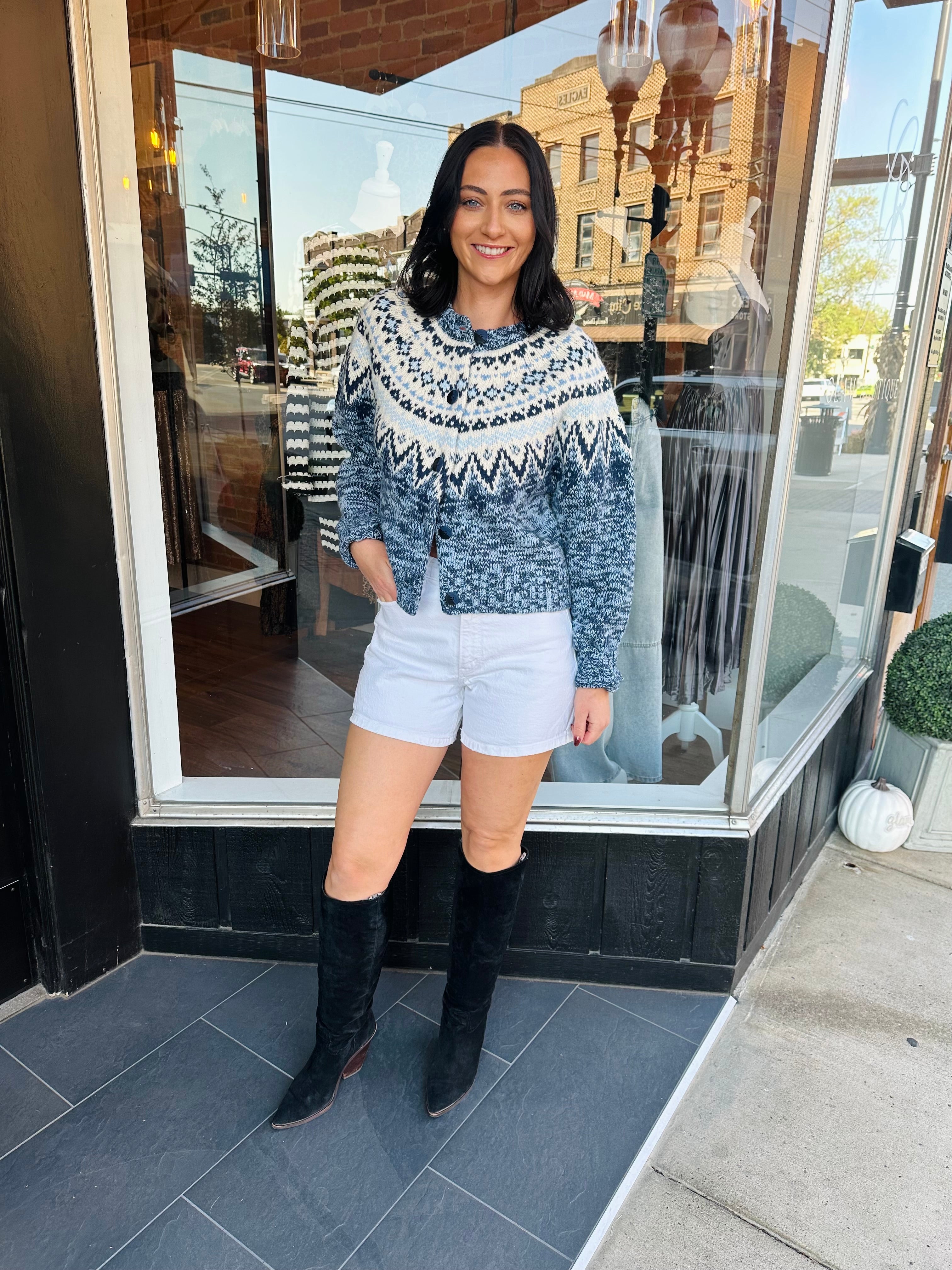 North Sea Fairisle Cardigan Blue Velvet Heather