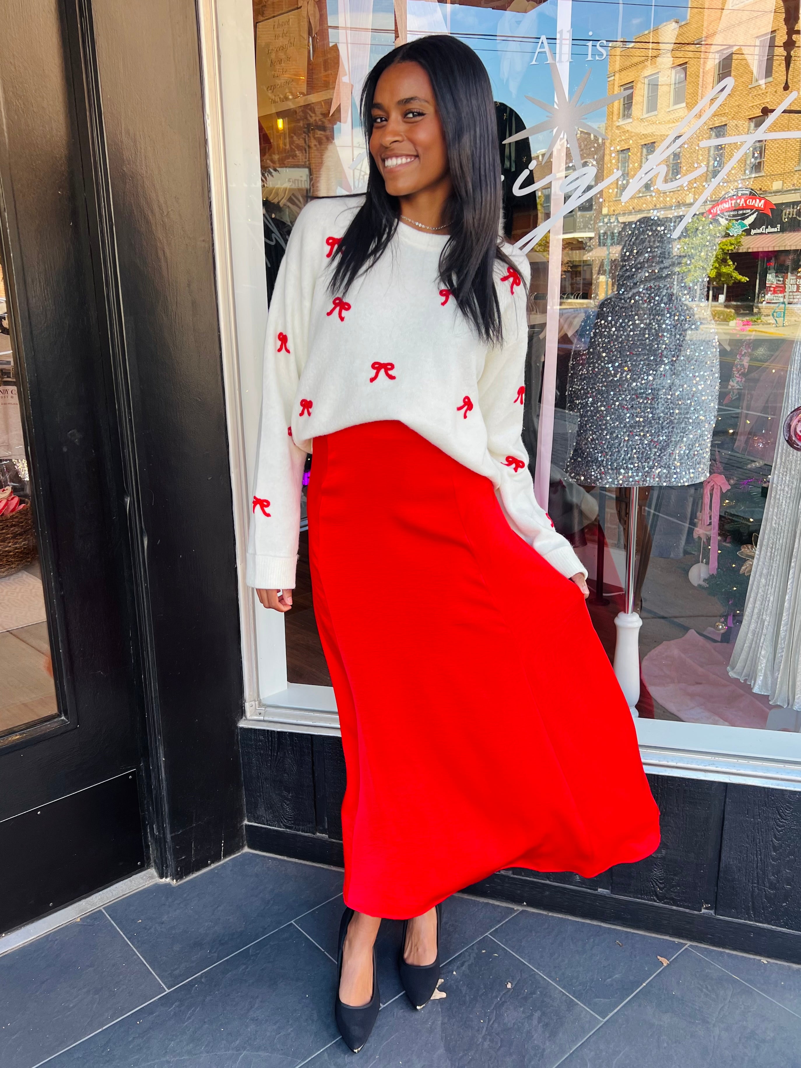 Northpointe Midi Skirt Festive Red