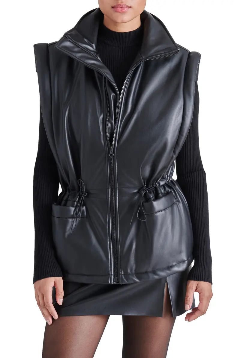 Black Faux Leather Vest