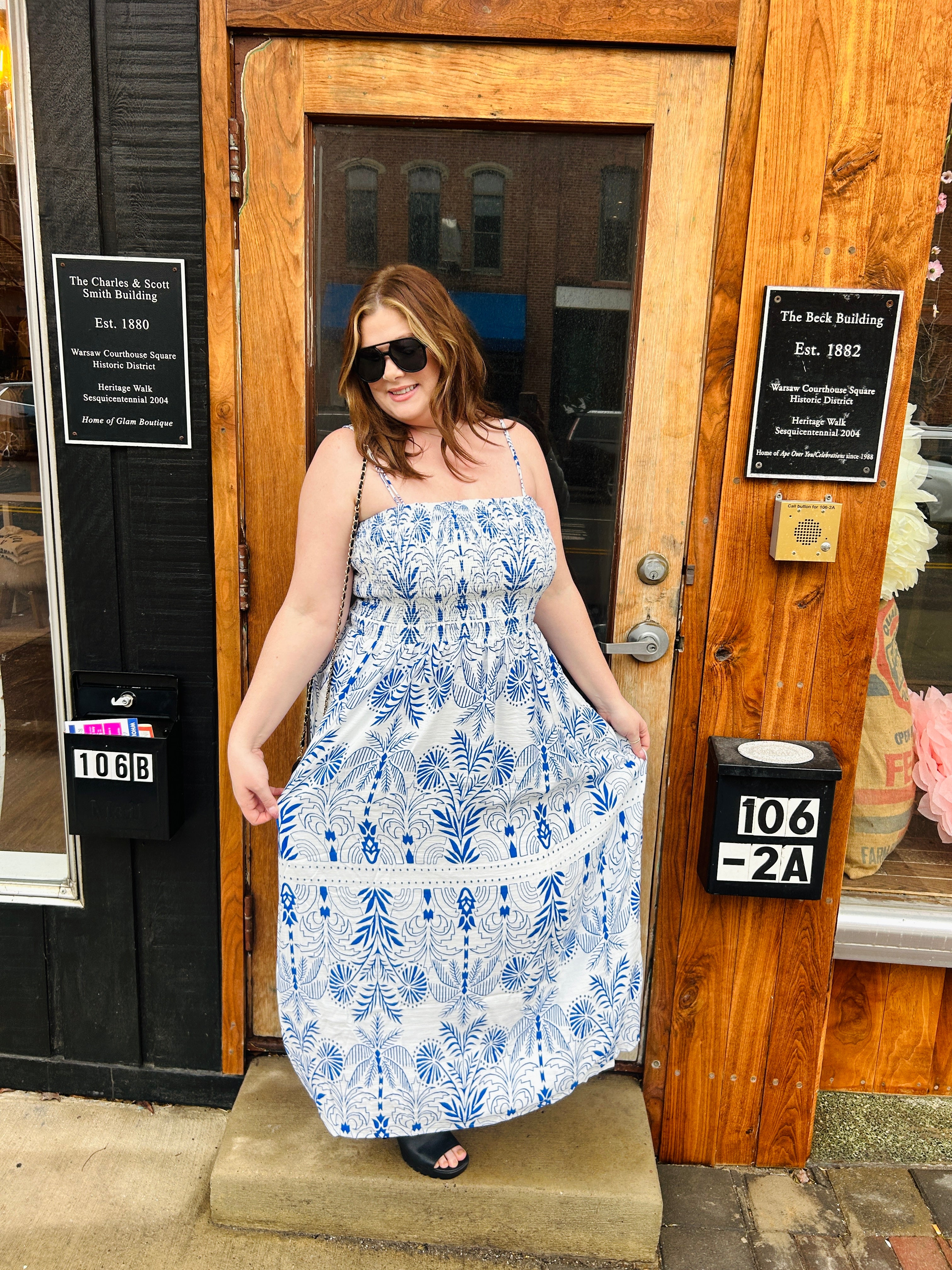 Nadine Palm Maxi Dress Nautical