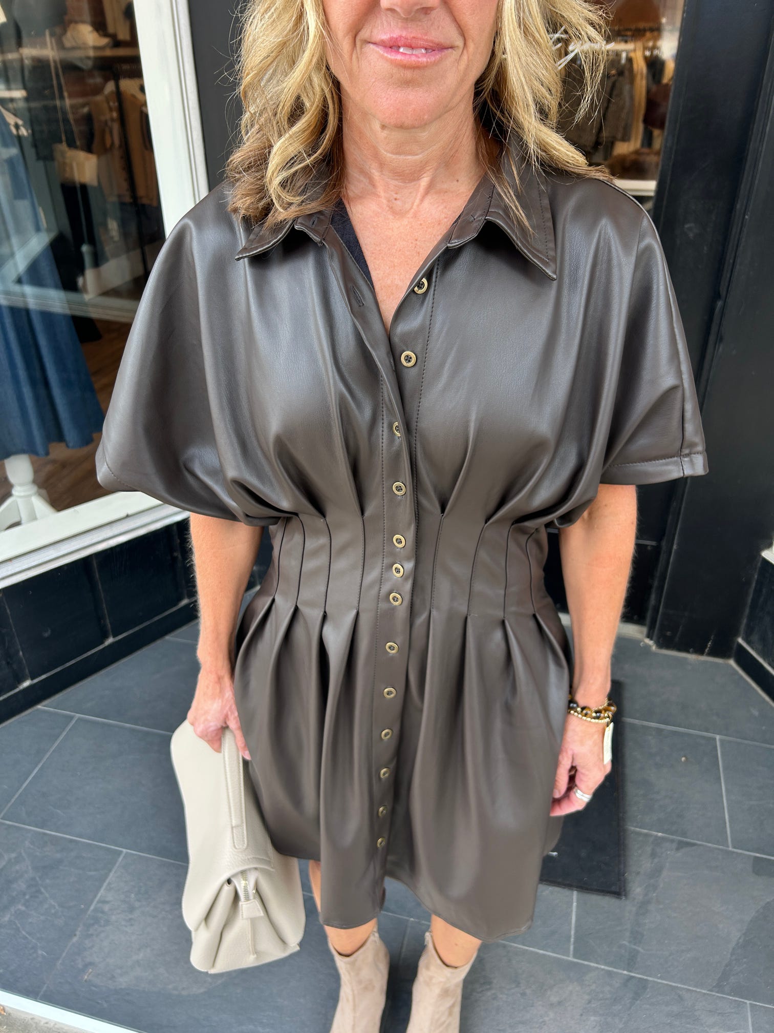 After Hours Faux Leather Dress
