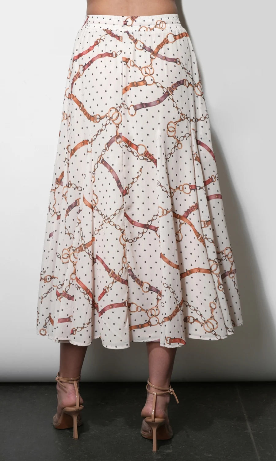 Megan Godet Printed Midi Skirt