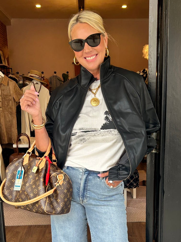 Shayna Faux Leather Bomber Jacket