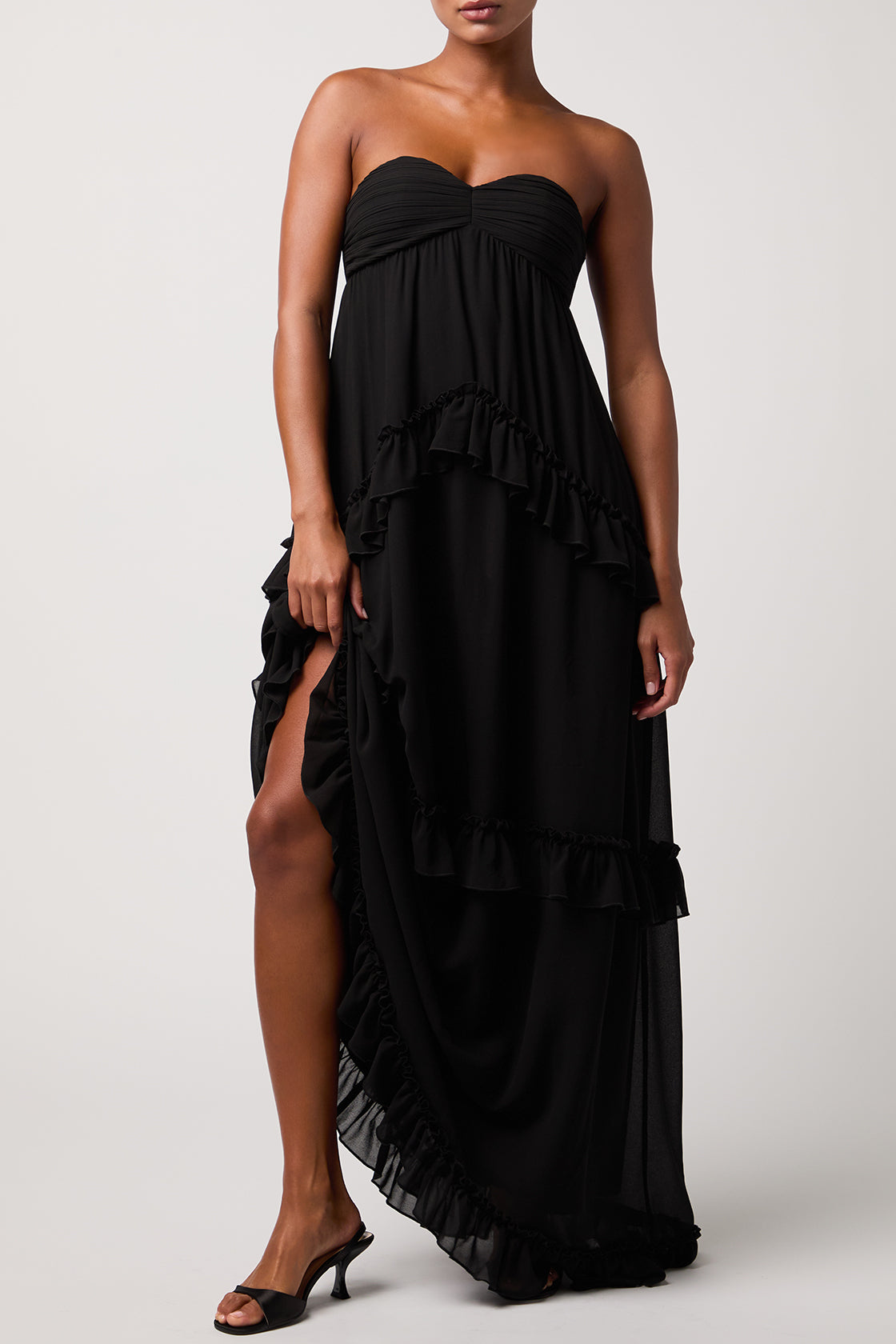 Diana Strapless Ruffle Tiered Maxi Dress
