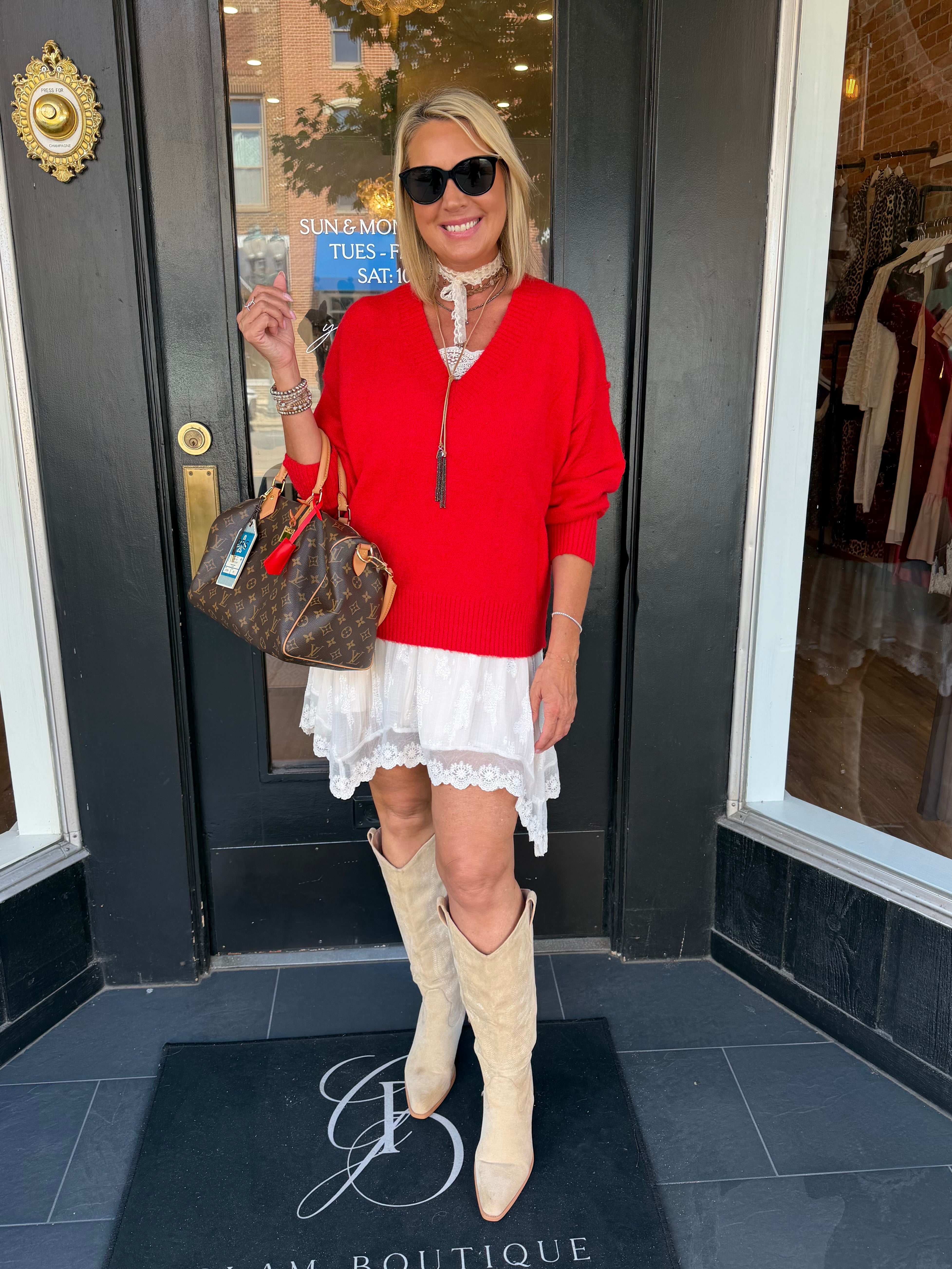 Classic Red V-Neck Sweater