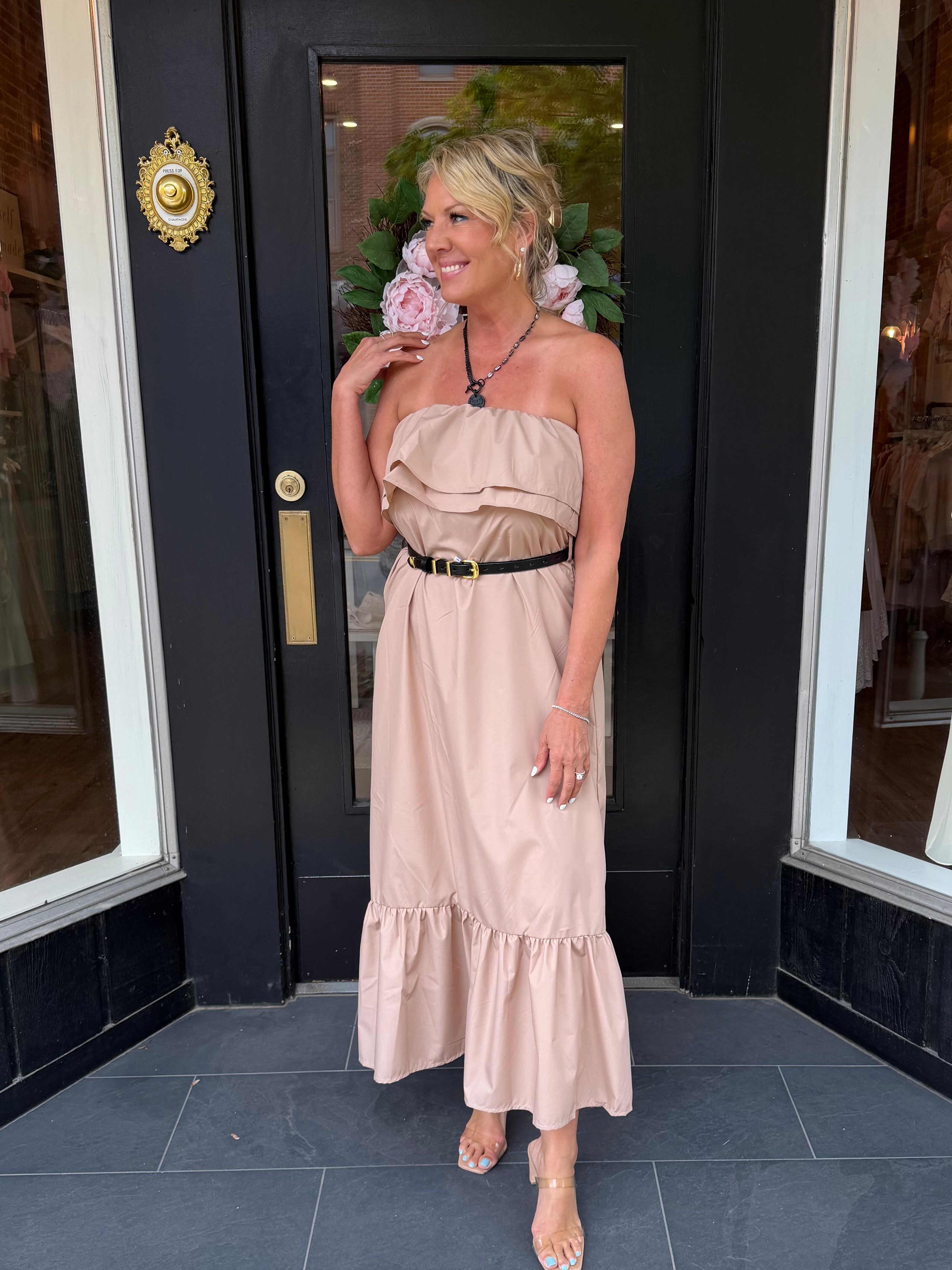 Como Strapless Tan Dress