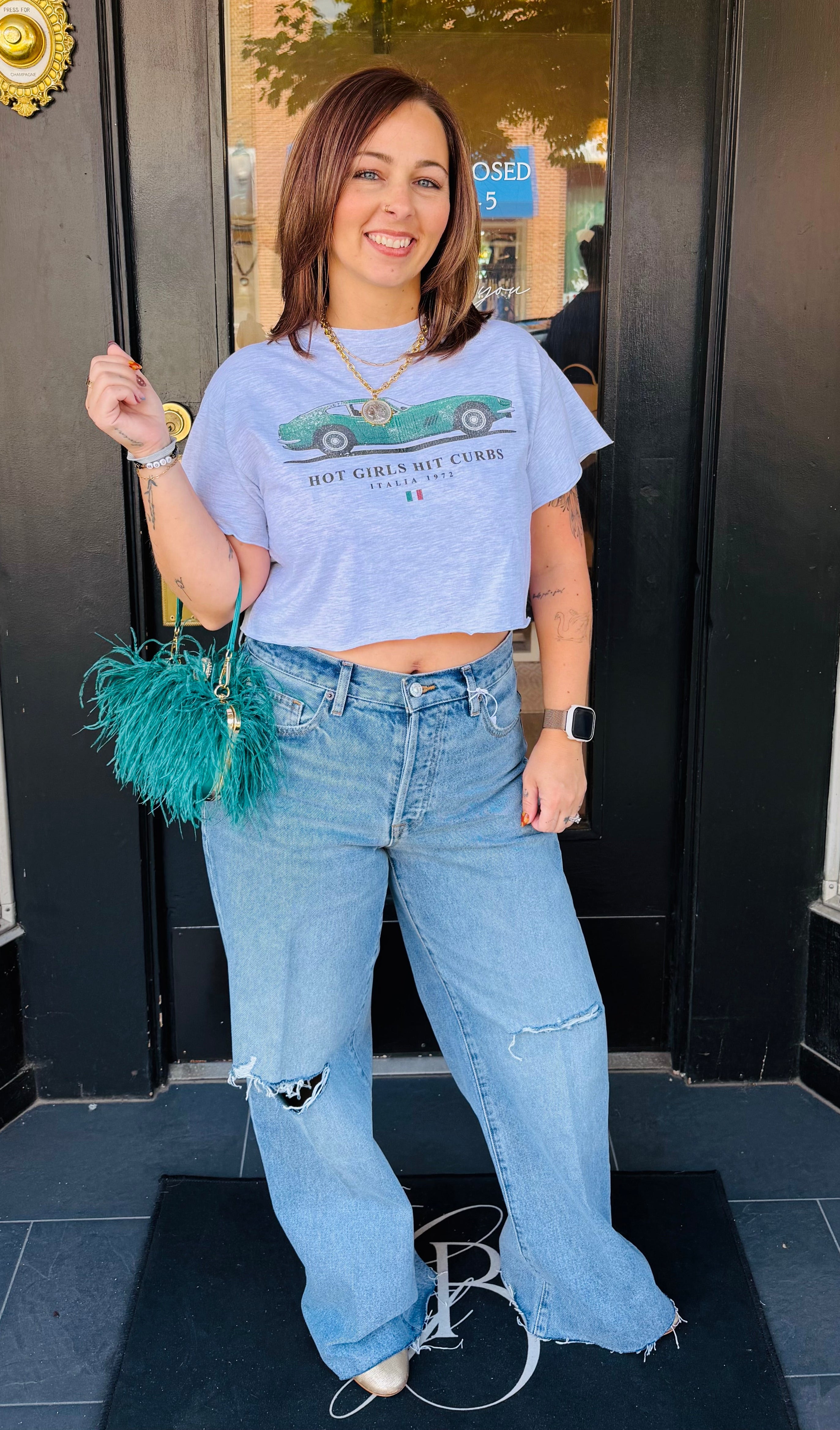 Hot Girls Hit Curbs Graphic Crop Tee