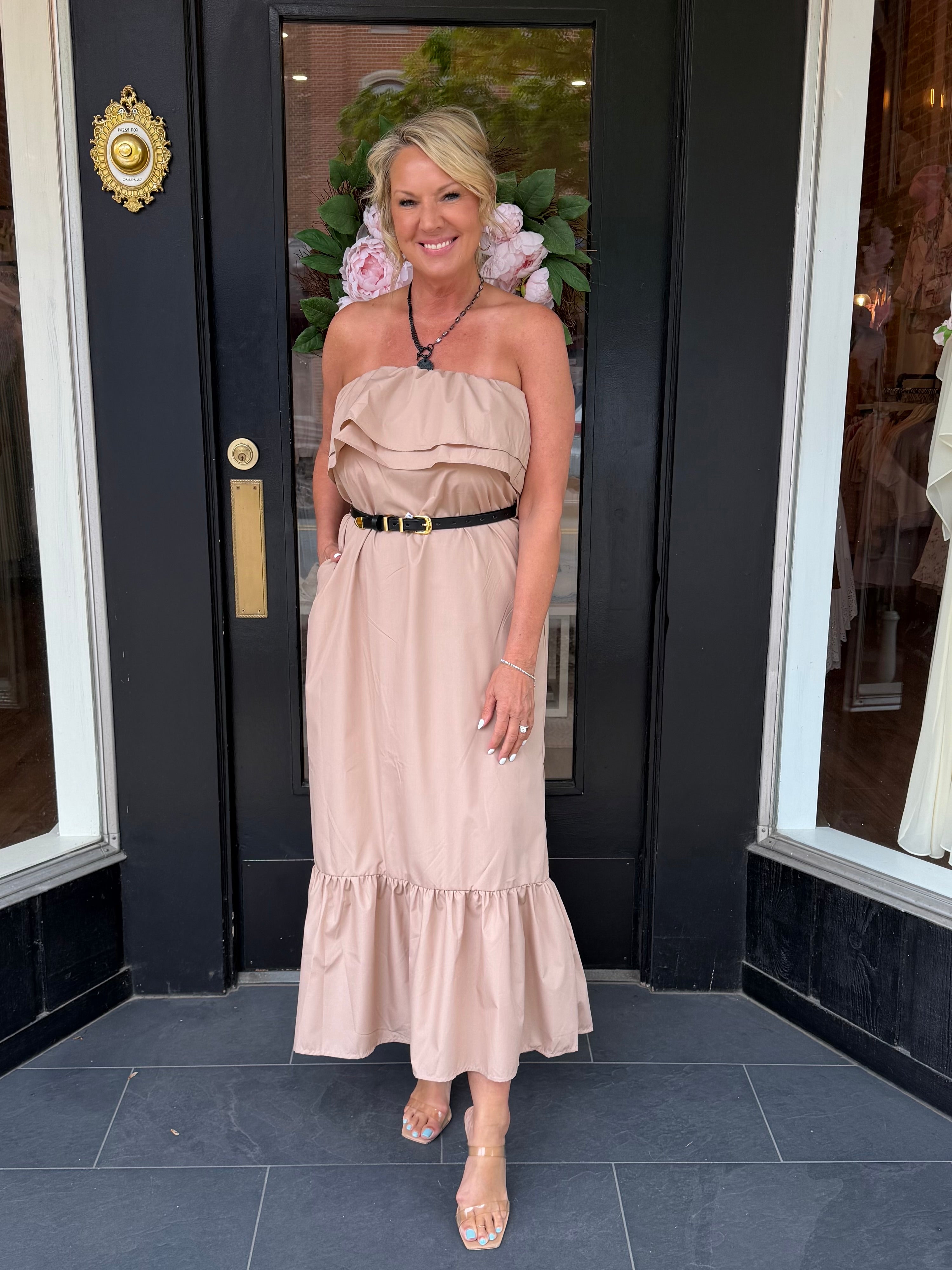 Como Strapless Tan Dress