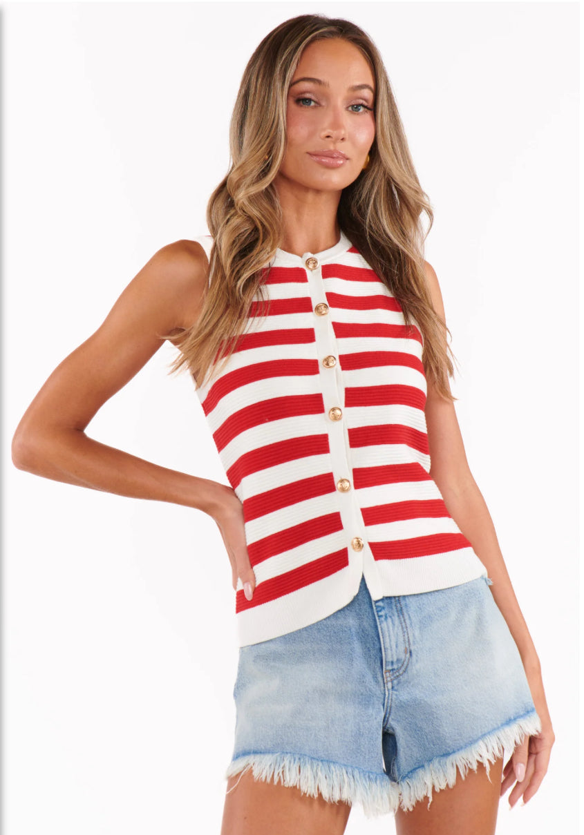 Devin Tank Red Stripe Delight Knit