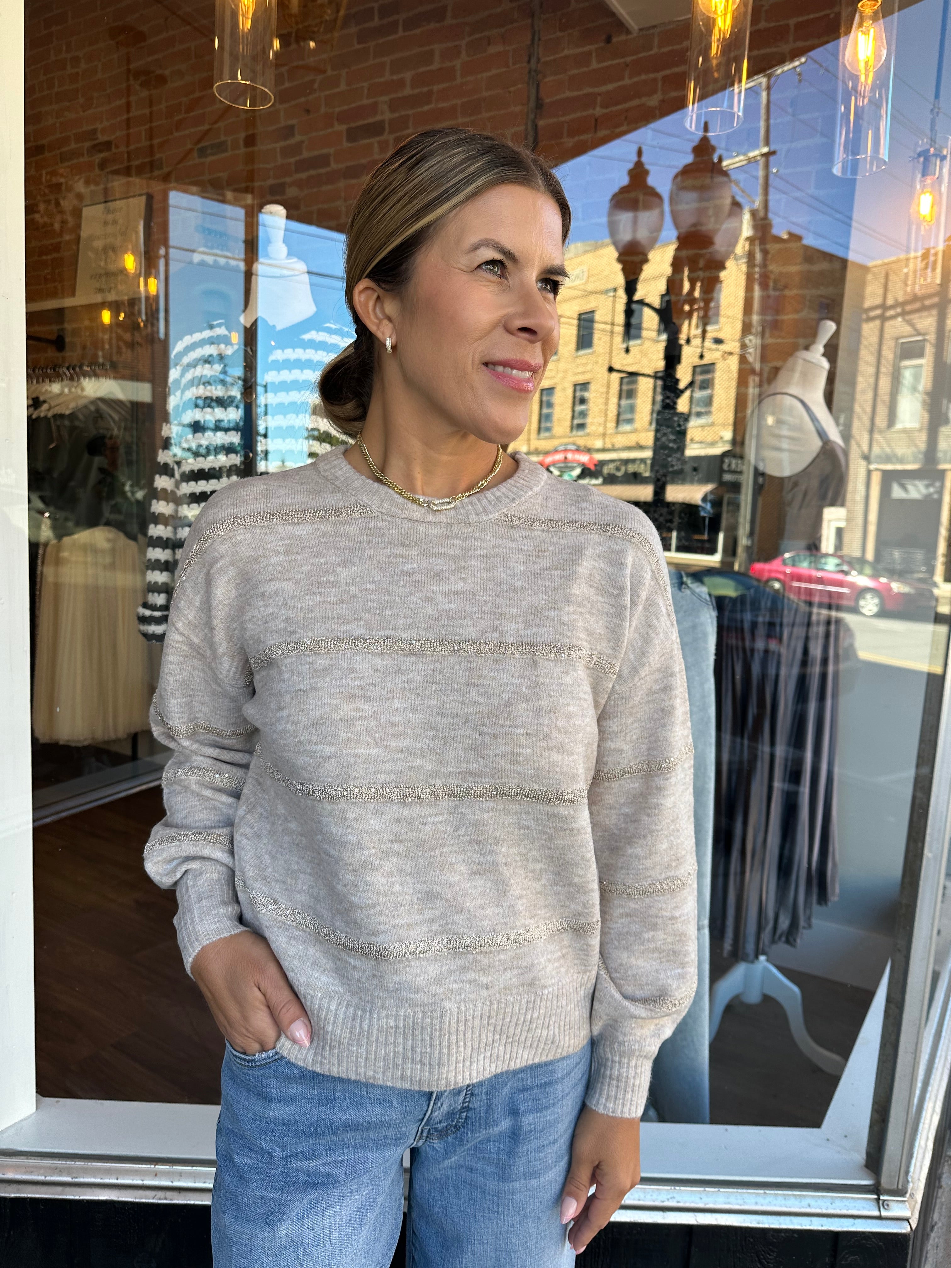 Camilla Sequin Stripe Sweater