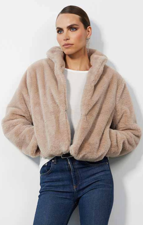 Cropped Faux Fur Coat