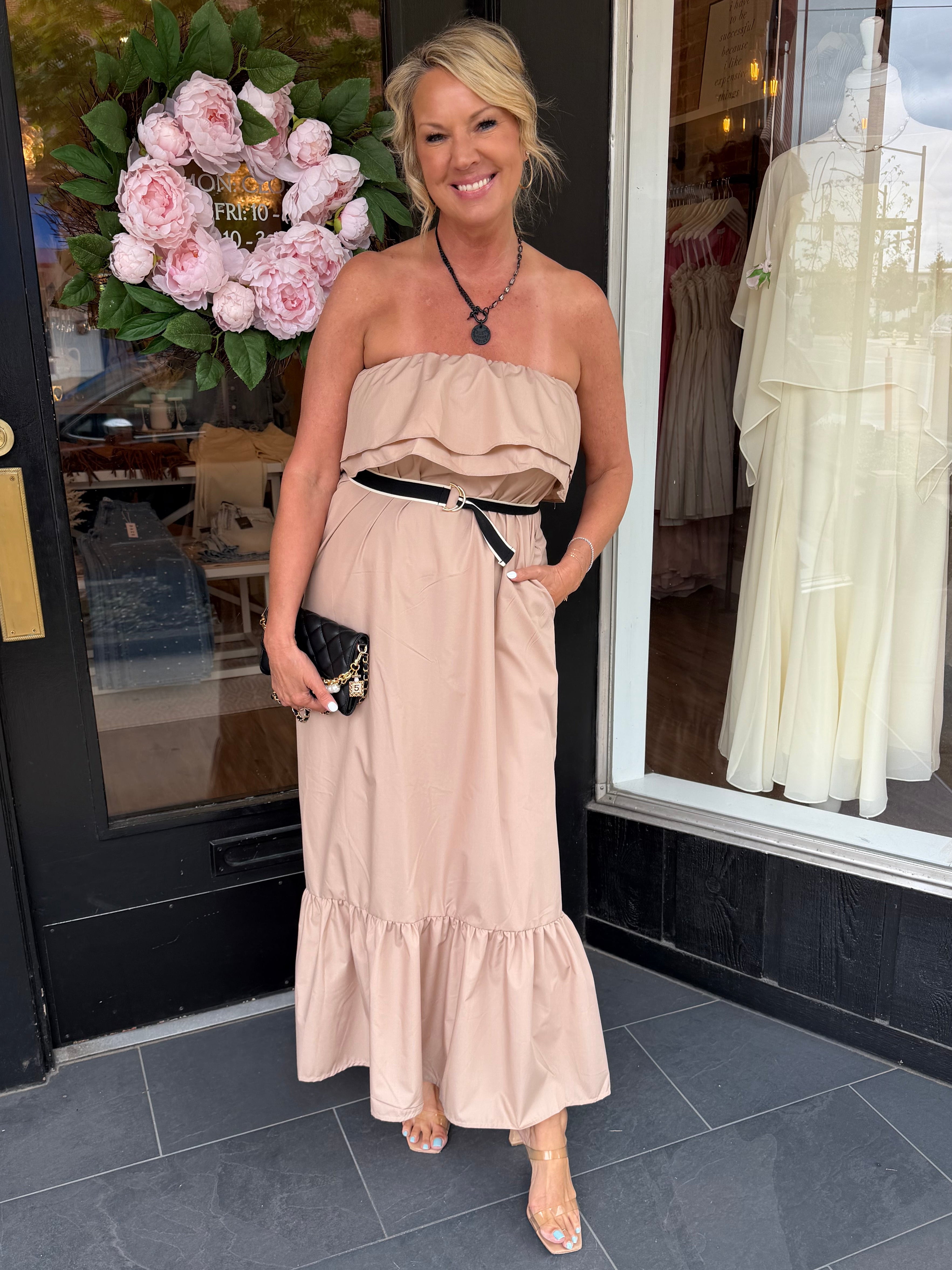 Como Strapless Tan Dress