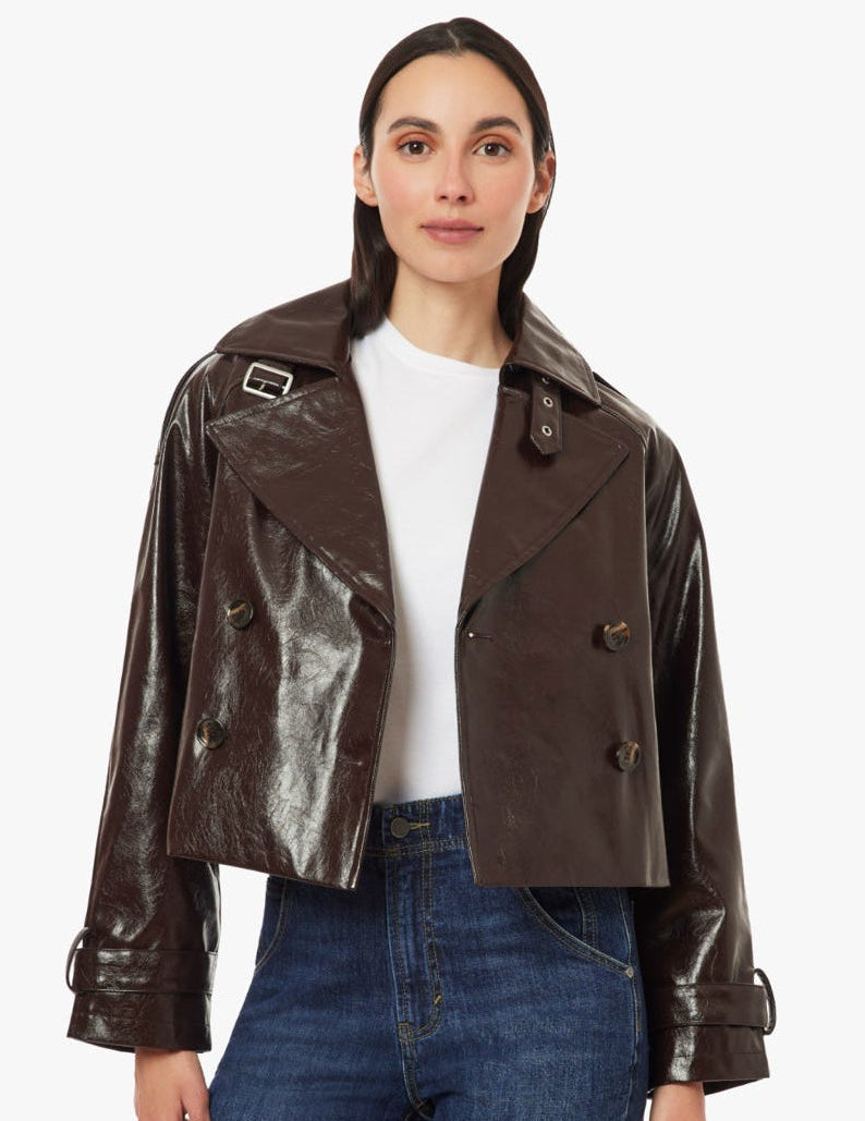 Halsey Textured Vegan Leather Crop Trench