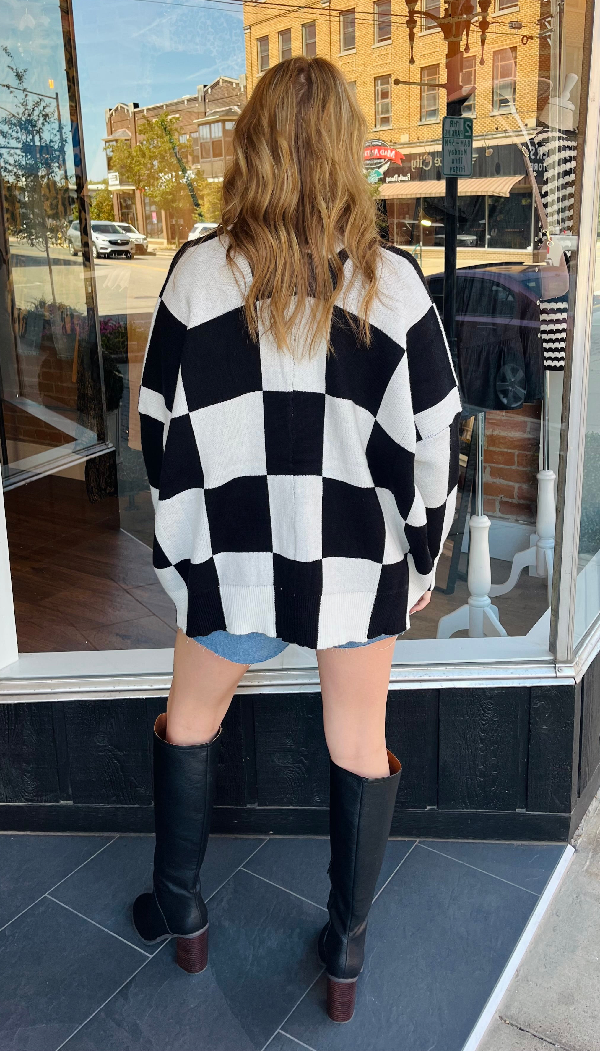 Cece Checkered Cardigan