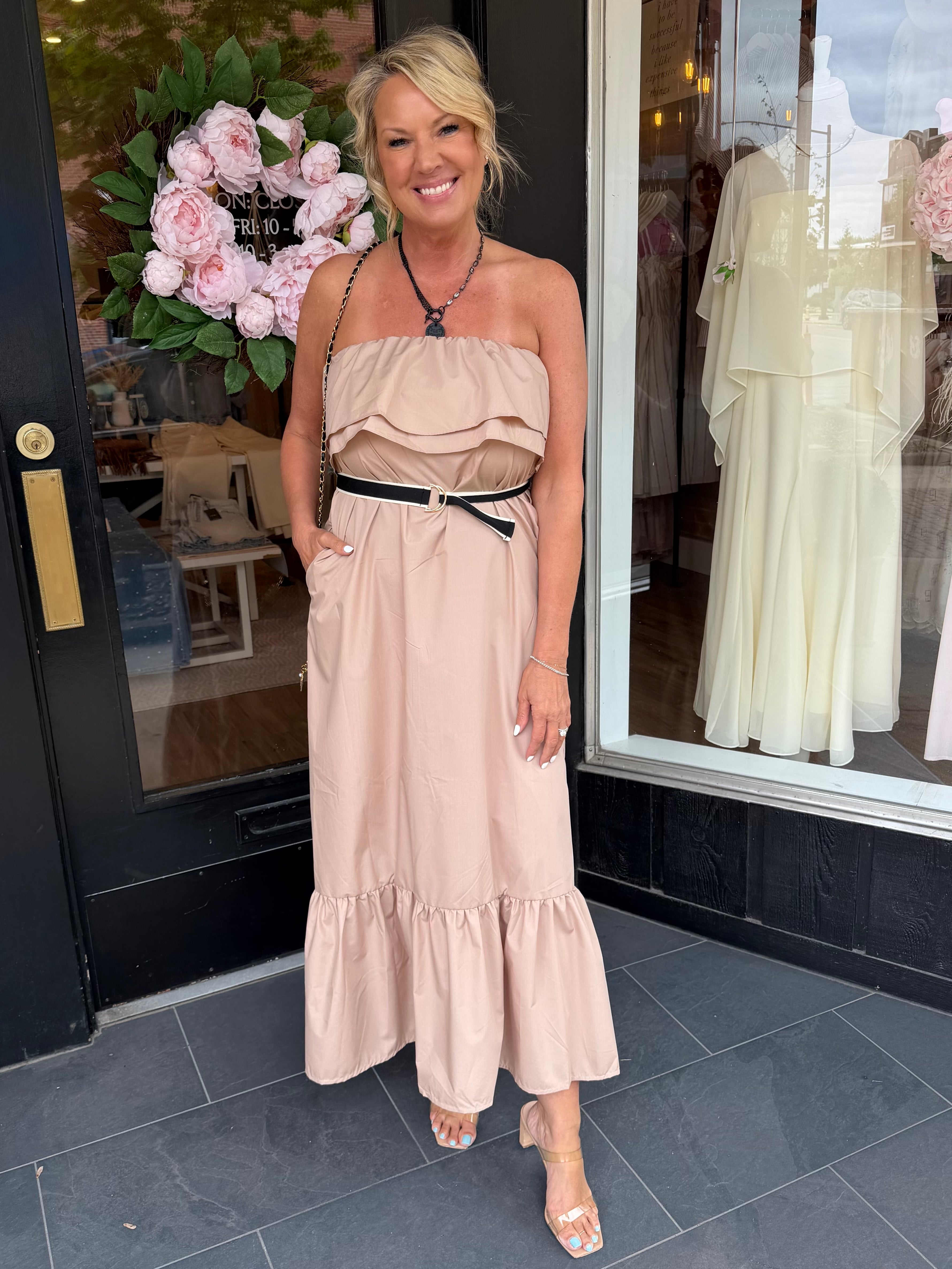 Como Strapless Tan Dress