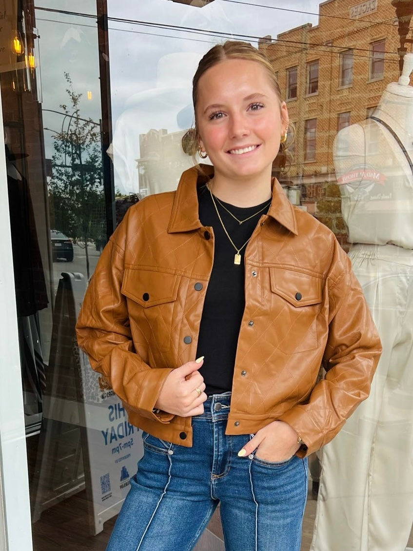 Annie Quilted Faux Leather Jacket