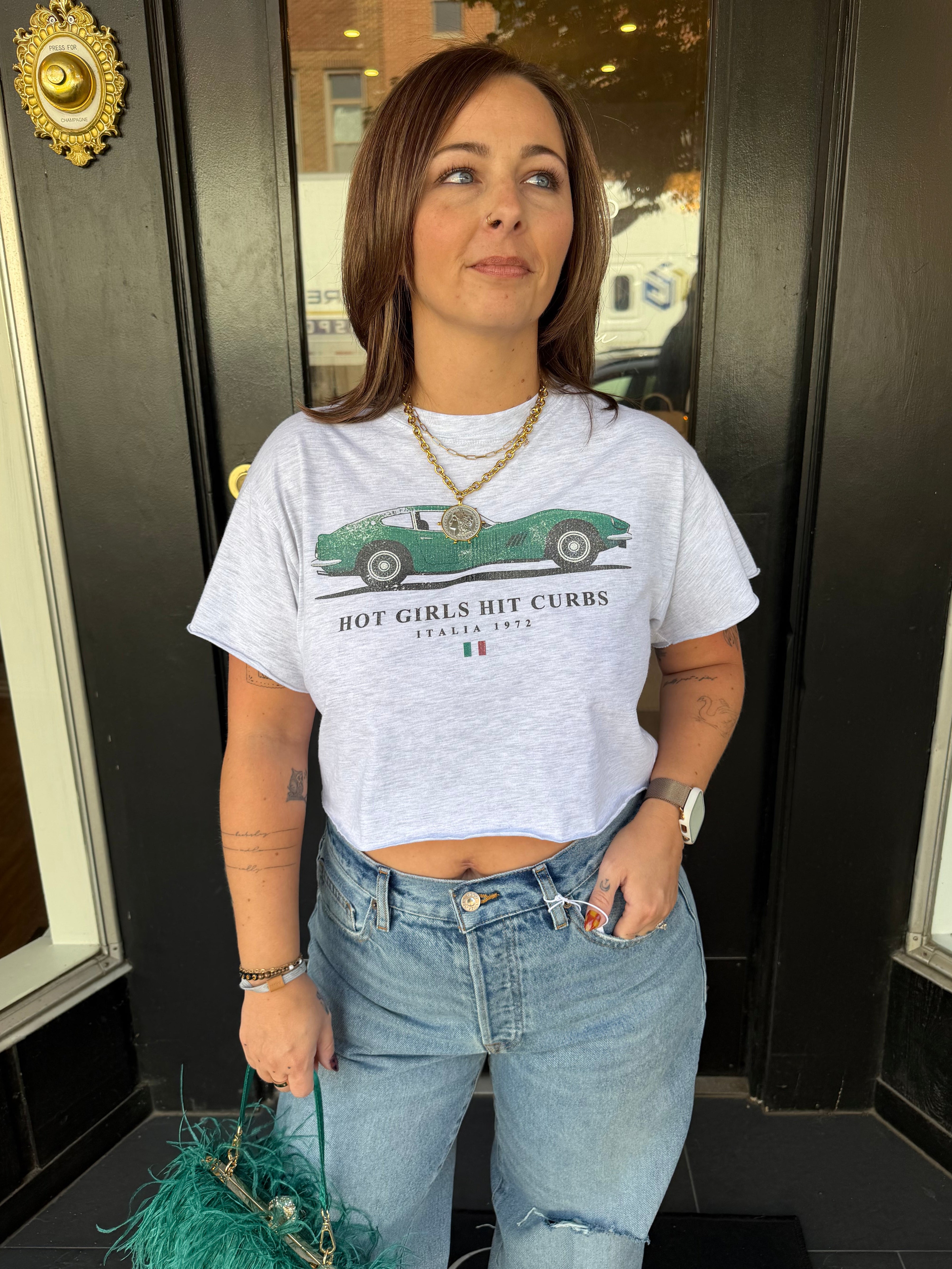 Hot Girls Hit Curbs Graphic Crop Tee