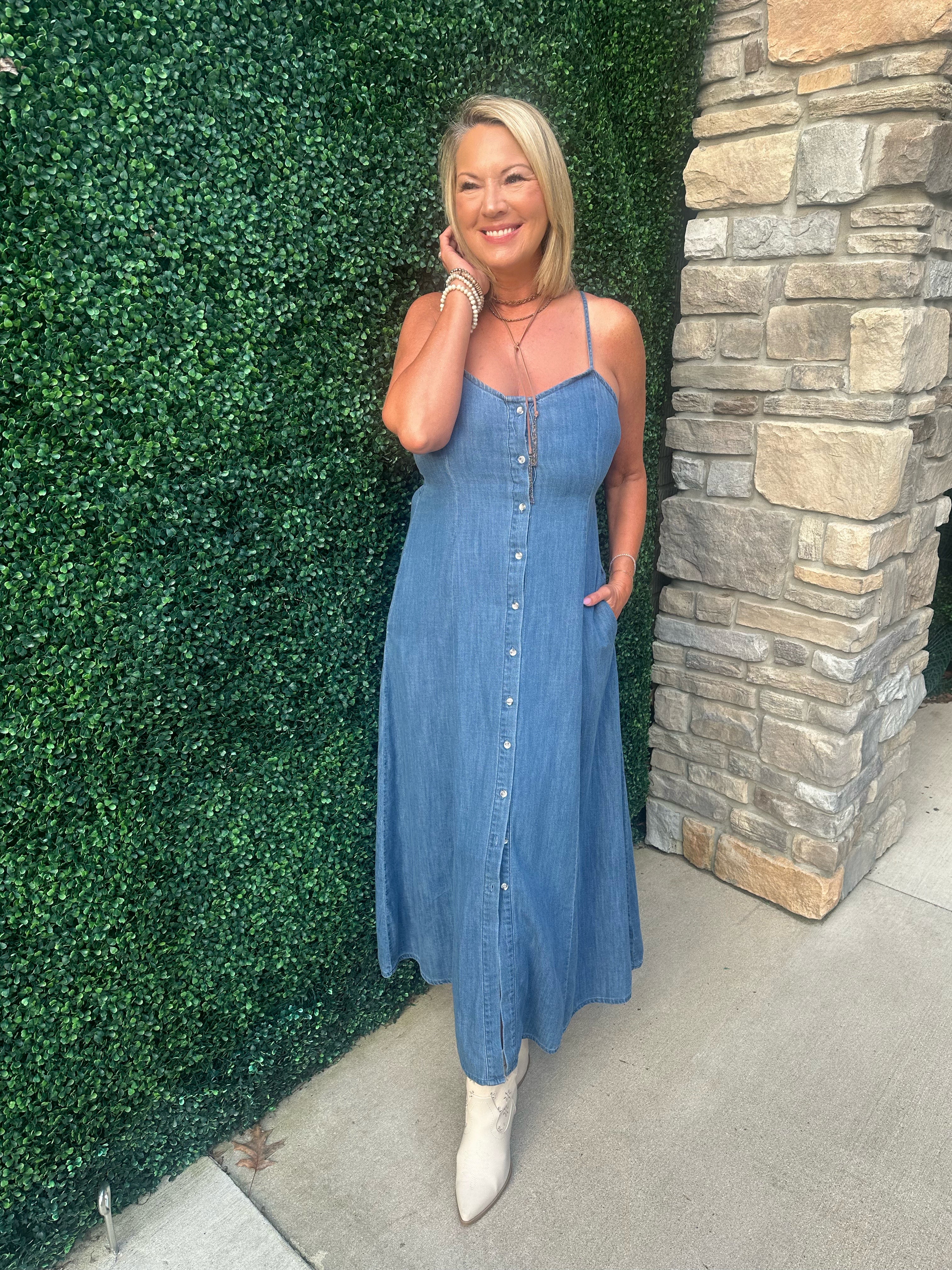 Angel Eyes Denim Midi Dress Medium Indigo
