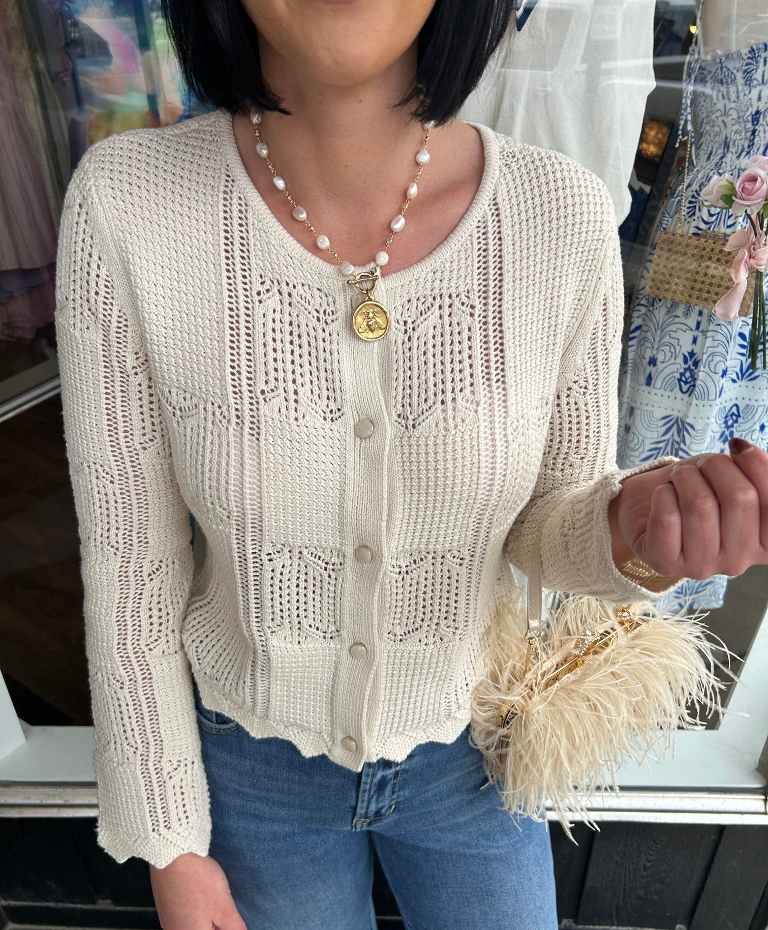 Pointelle Knit Cardigan