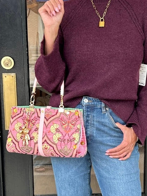 Pink Carnation Chenille Clutch