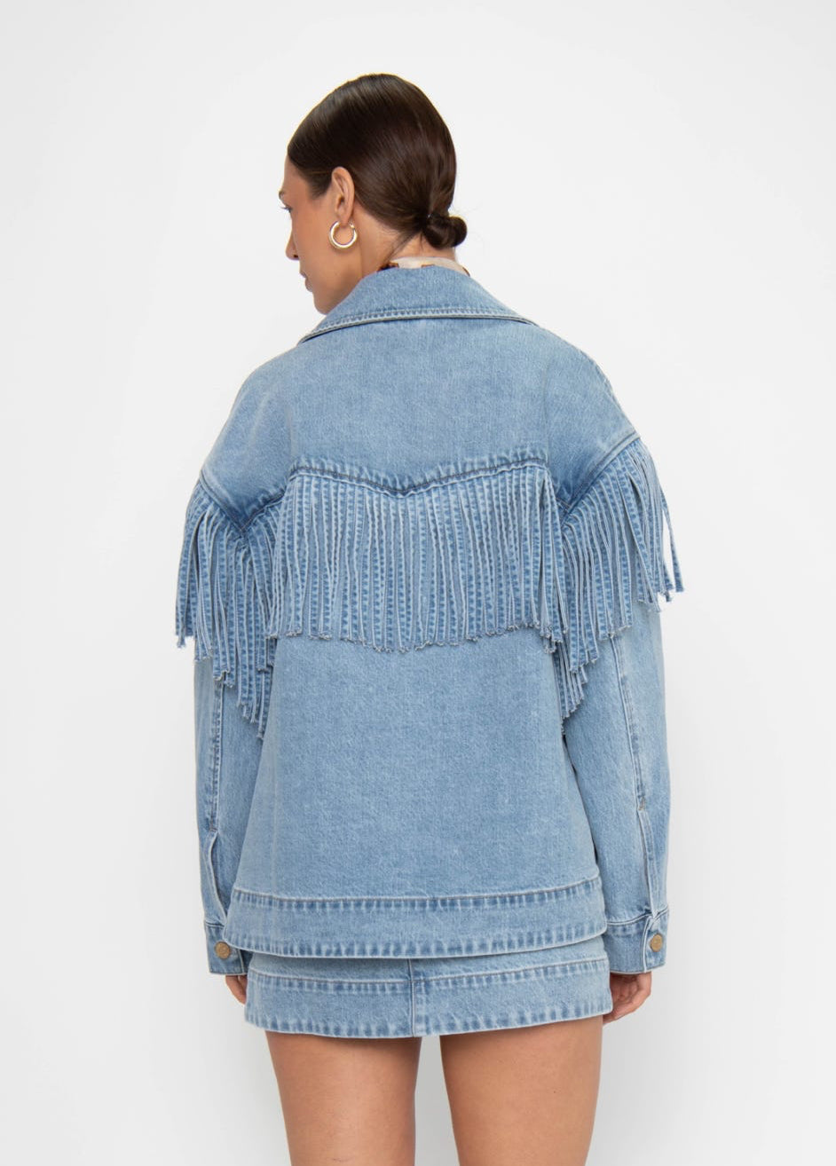 Ojai Fringe Jacket Jet Stream Blue