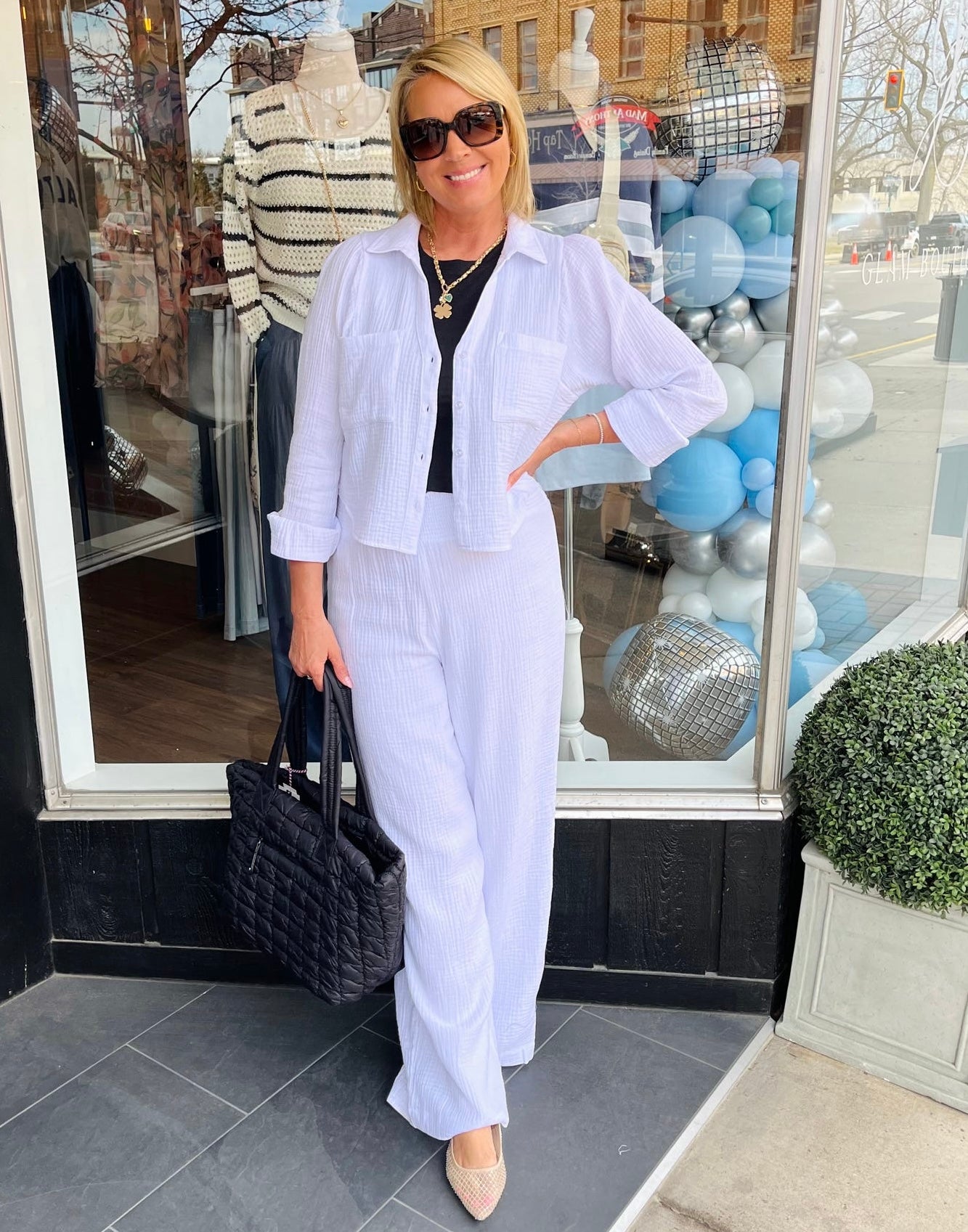 Campo Button Up Gauze Top White